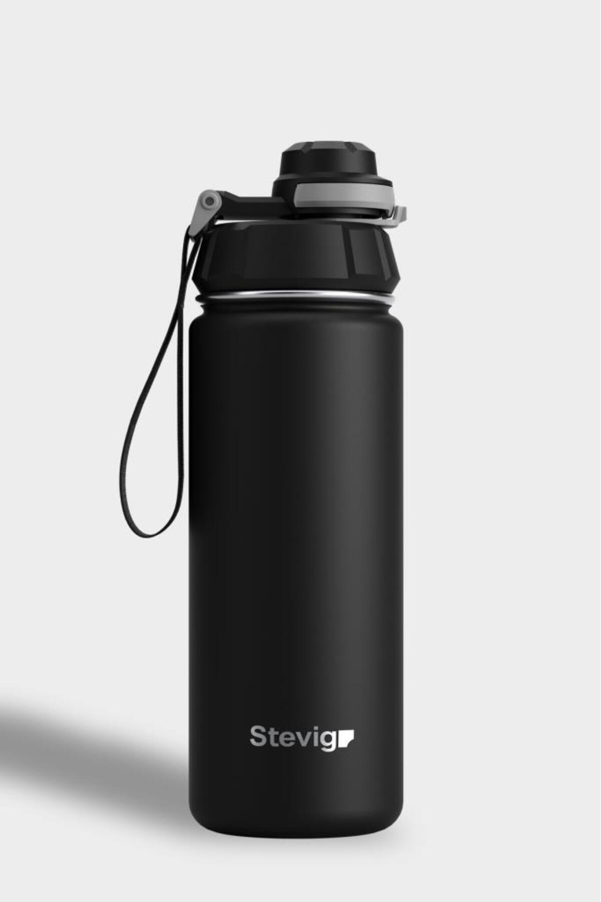 فلاسک 1 قمقمه فولادی ضد نشتی 500 میلی لیتری مشکی ST 207 اورجینال Stevig