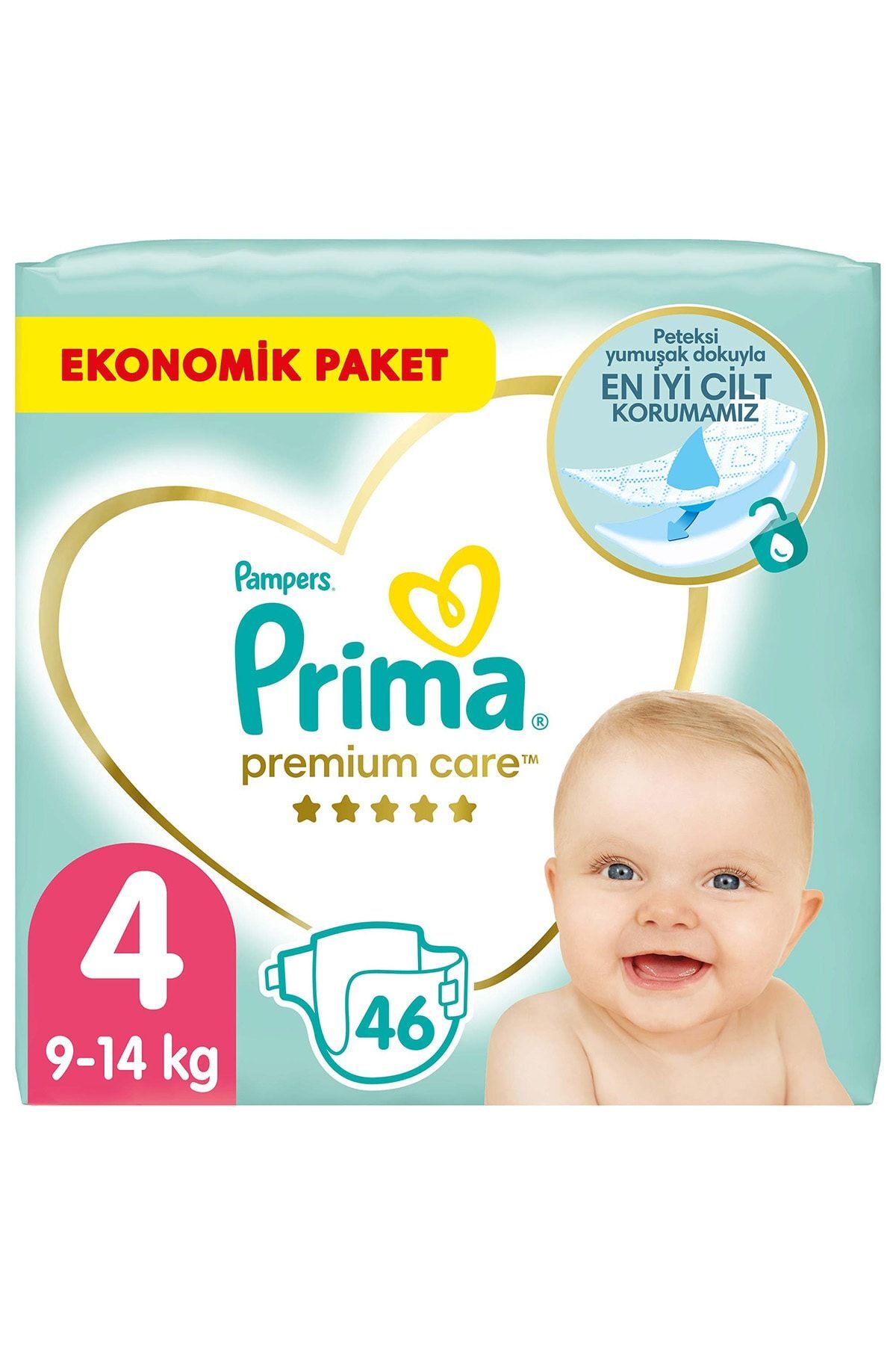 پوشک بچه پکیج اقتصادی PREMIUM CARE SIZE 4 46 PIECES اورجینال Prima