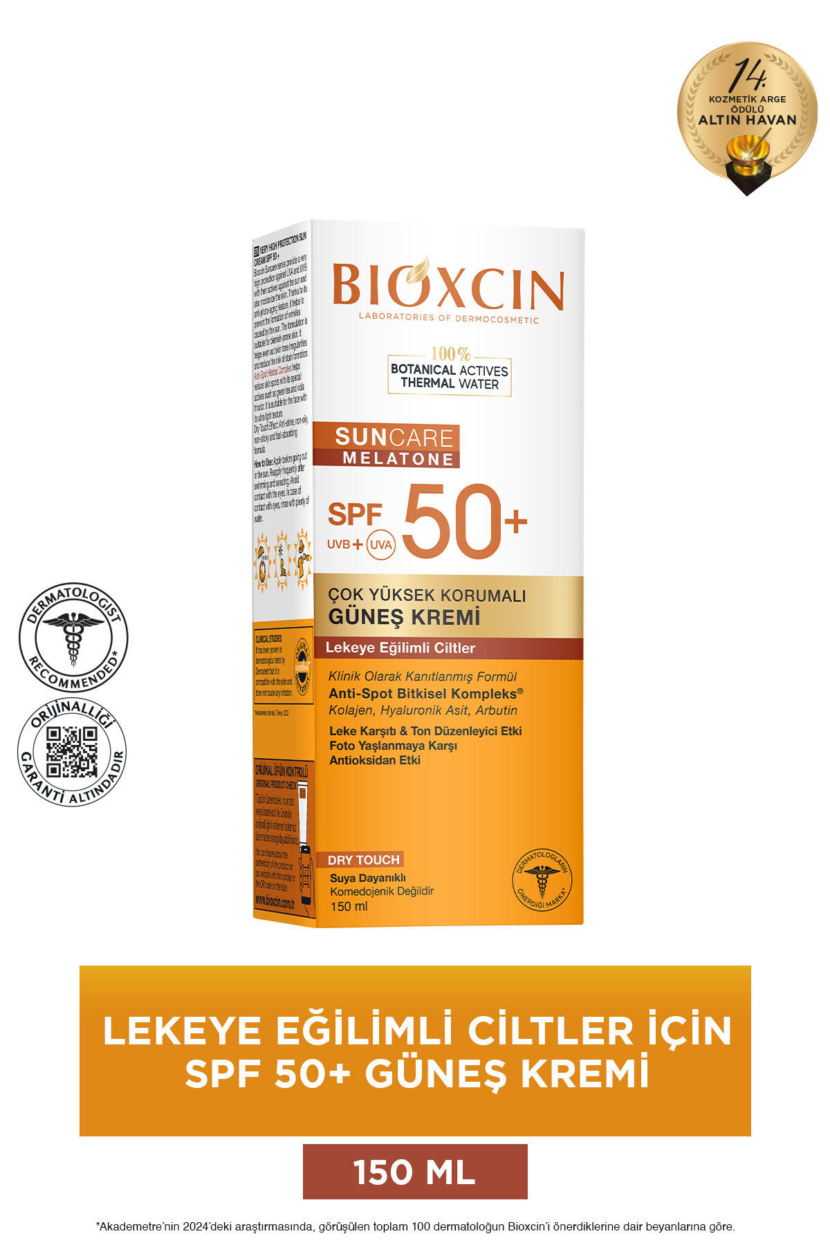 کرم ضد آفتاب صورت مراقبت از پوست برای های مستعد لک با SPF 50 150 میل لکه لمس خشک مات کلاژن Bioxcin