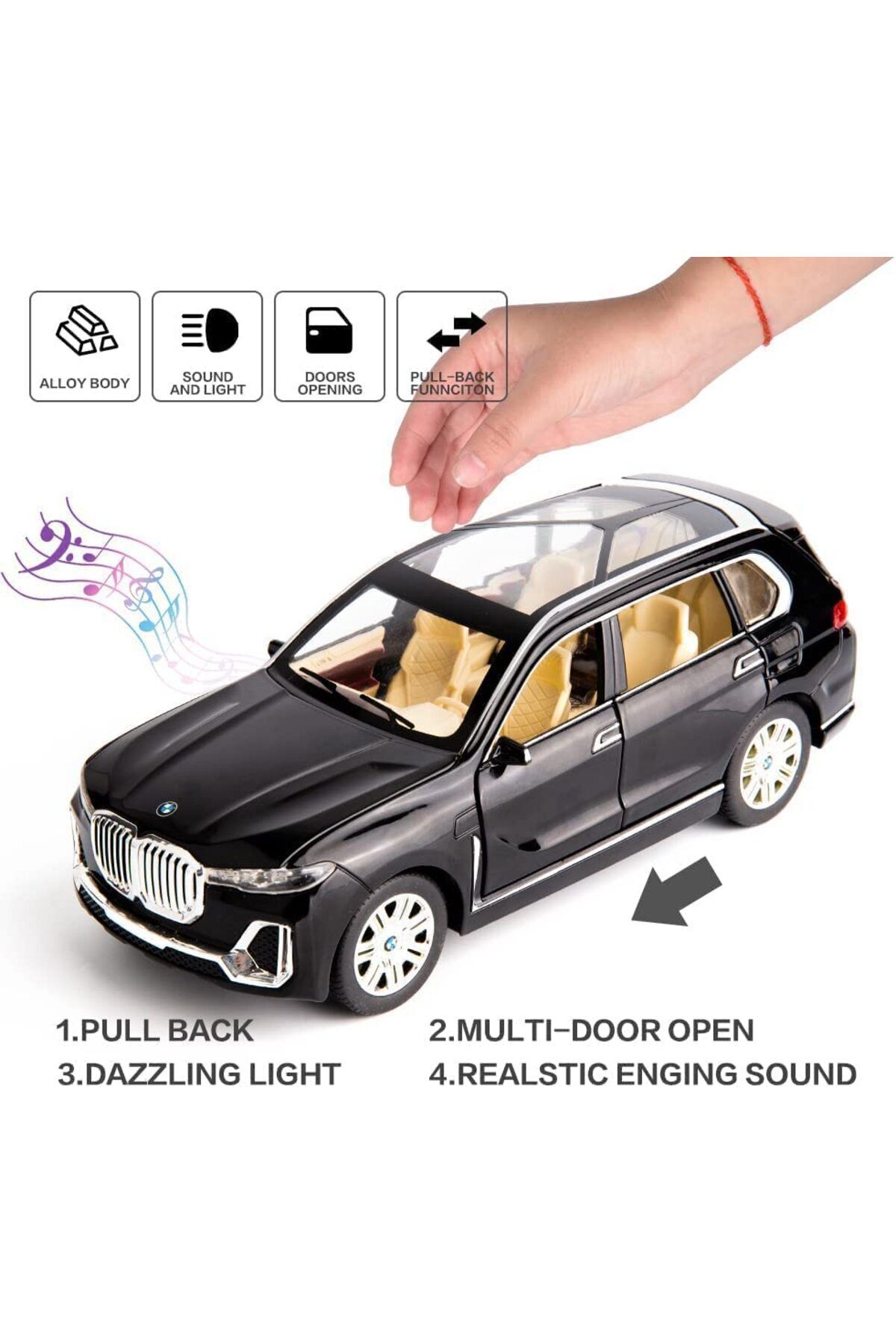 مدل خودرو BMW X7 CAR 1:24 DIECAST METAL MODEL COLLECTION JEEP SUV ماشین با صدا و نور اورجینال scntoys