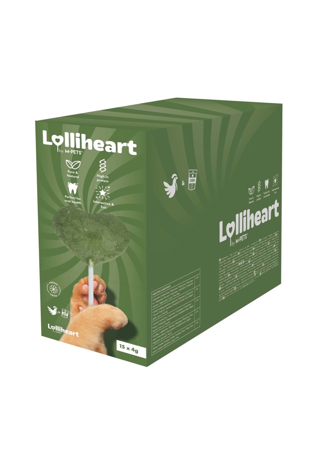 تشویقی گربه کت‌نیپ‌دار ام‌پتس M-PETS Lolliheart، ۴ گرم، ۱۵ عددی