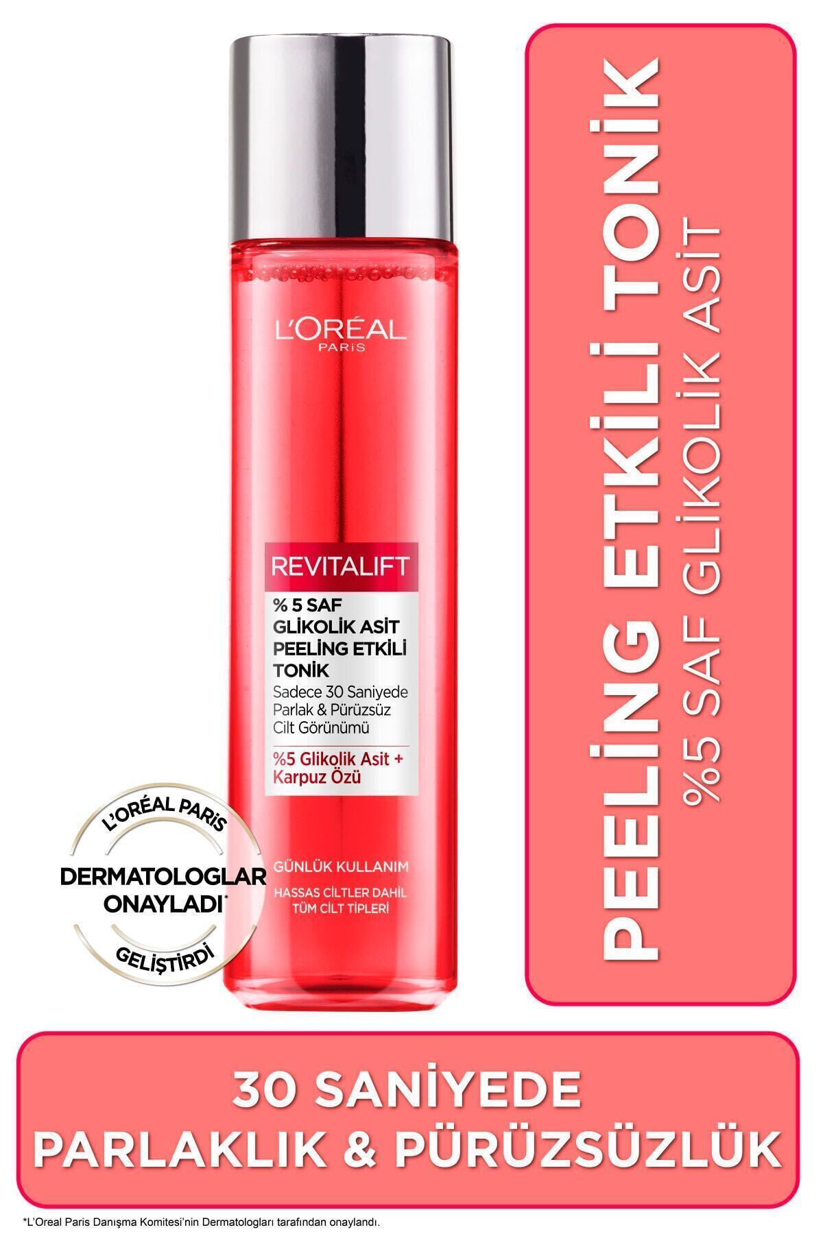 تونر احیاء روشن و صاف ضد تاریک تونیک 5 ٪ اسید گلیکولیک خالص 180 میل DEMBA2060 L'Oreal Paris