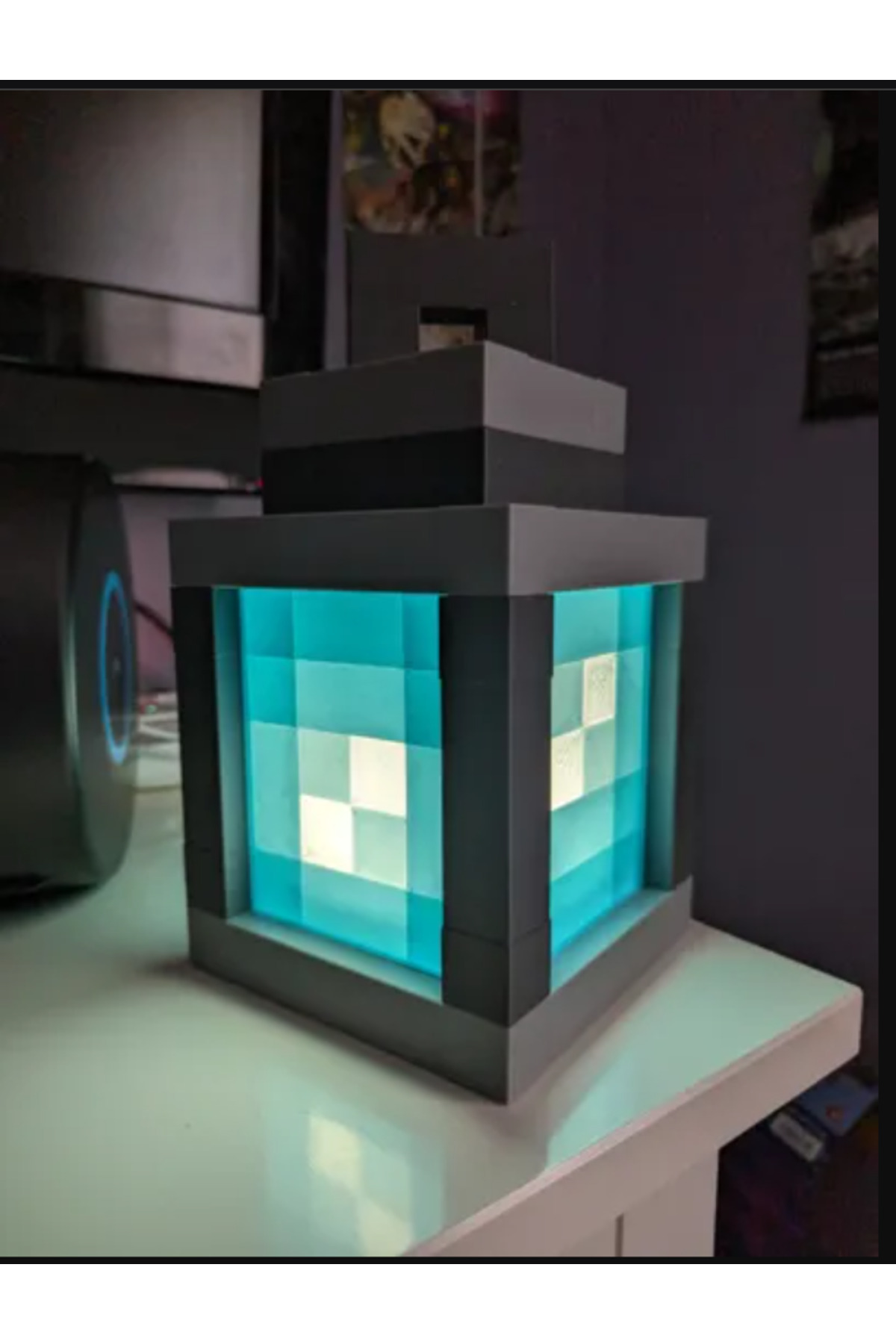 چراغ رومیزی و خواب شب آبی با موضوع MINECRAFT شکاف شکل mse store