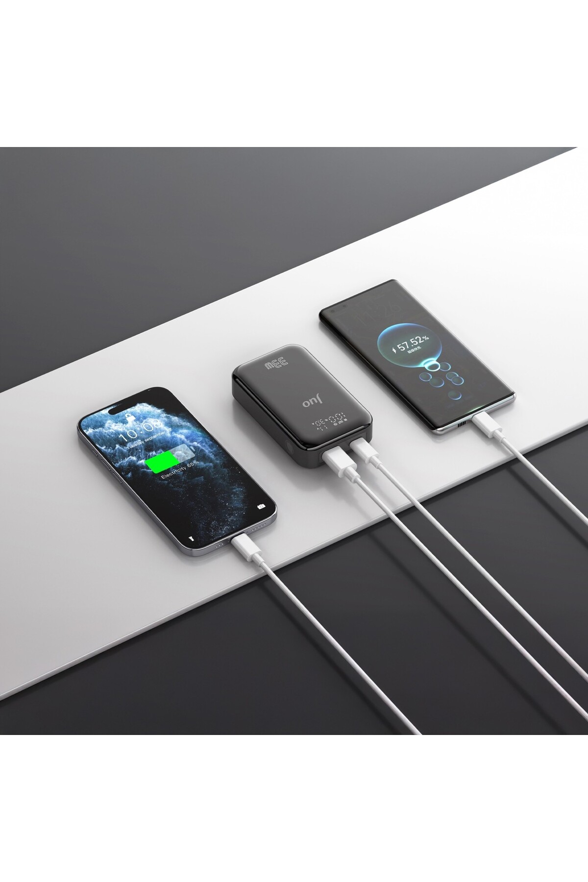 پاوربانک شارژر سریع قابل حمل 10000 ماه 33 واتی USB A TYPE C با نشانگر LED آمپر وات اورجینال Juo