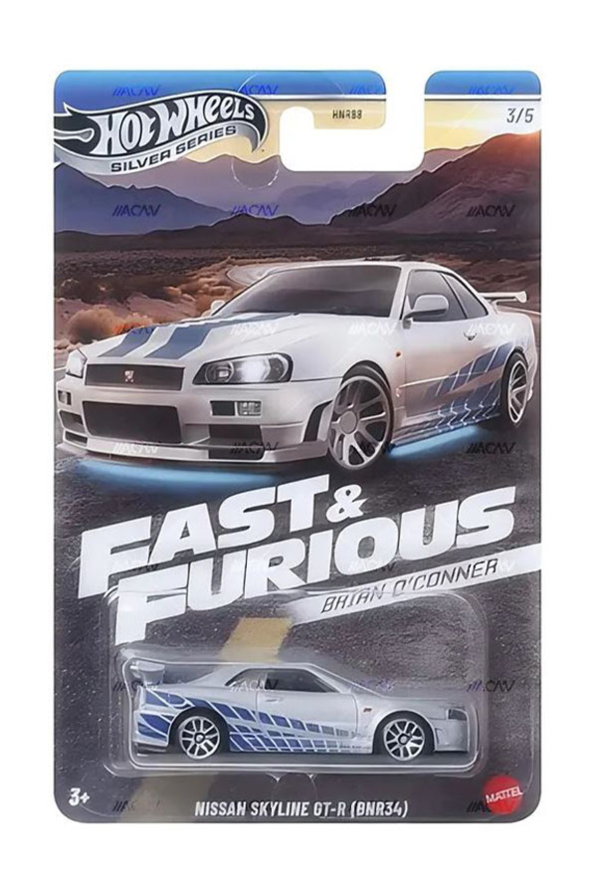 ماشین اسباب بازی برایان اوکنر 3 5 چرخ های داغ NISSAN SKYLINE GT R BNR34 1 64 سریع و خشمگین هات ویلز اورجینال HOT WHEELS