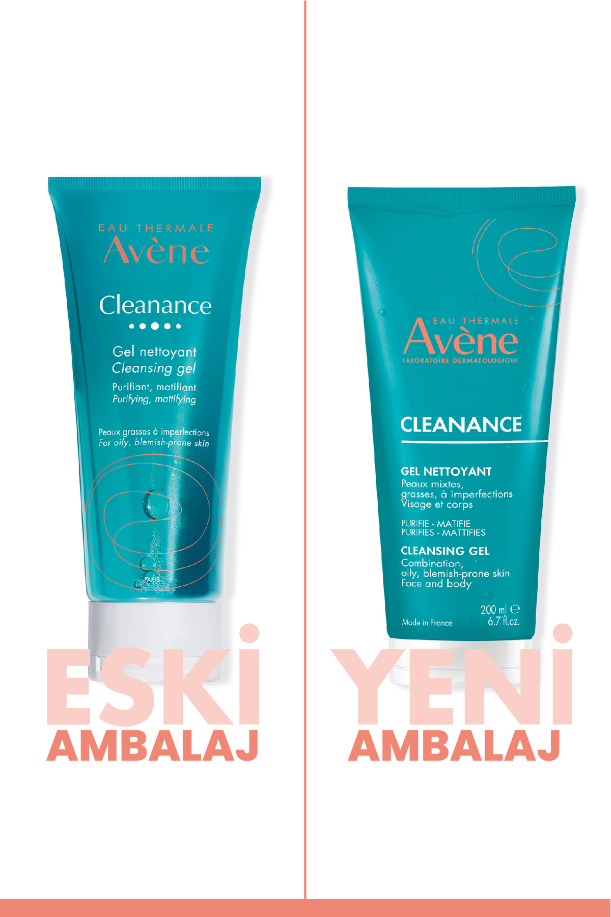 ست مراقبت پوست پاکسازی ژل تمیز کردن 200 میل + AHA سرم 30ML نقص ضد Avene
