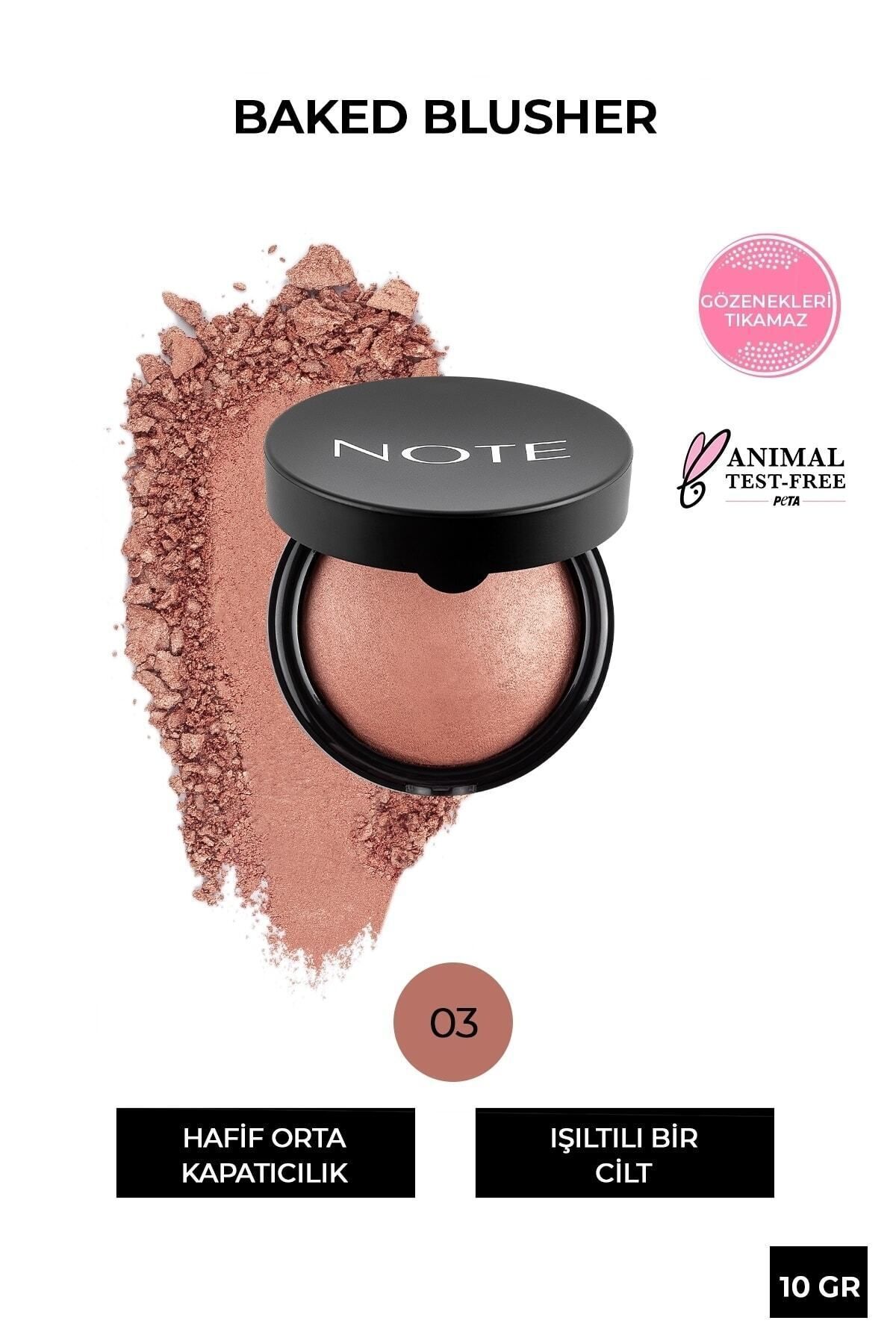 رژگونه BLUSHER SHIMMER BAKED POWDER BLUSH 03 ORIENTAL PINK Note Cosmetics
