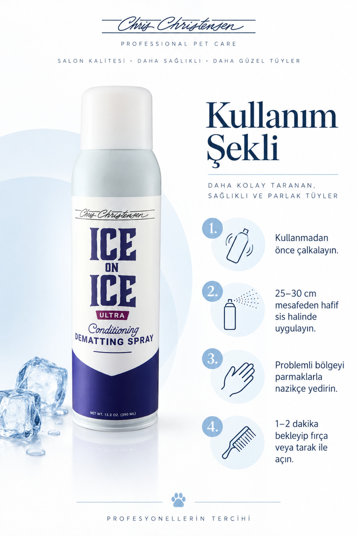 اسپری بازکننده گره مو Ice on Ice Ultra از کریس کریستنسن Chris Christensen، ۳۹۰ میلی‌لیتر