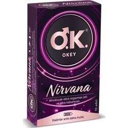 کاندوم اوکی Okey مدل Nirvana از جنس لاتکس طبیعی بسته ۱۰ عددی