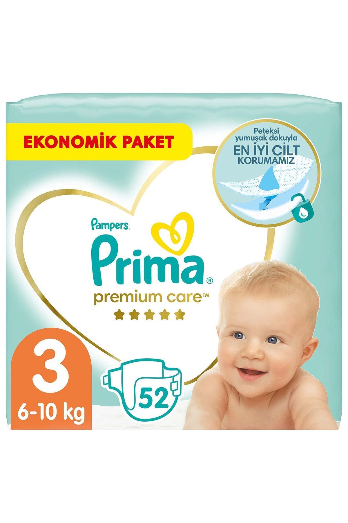 پوشک بچه بسته بندی اقتصادی سایز 3 52 عدد ممتاز اورجینال Prima