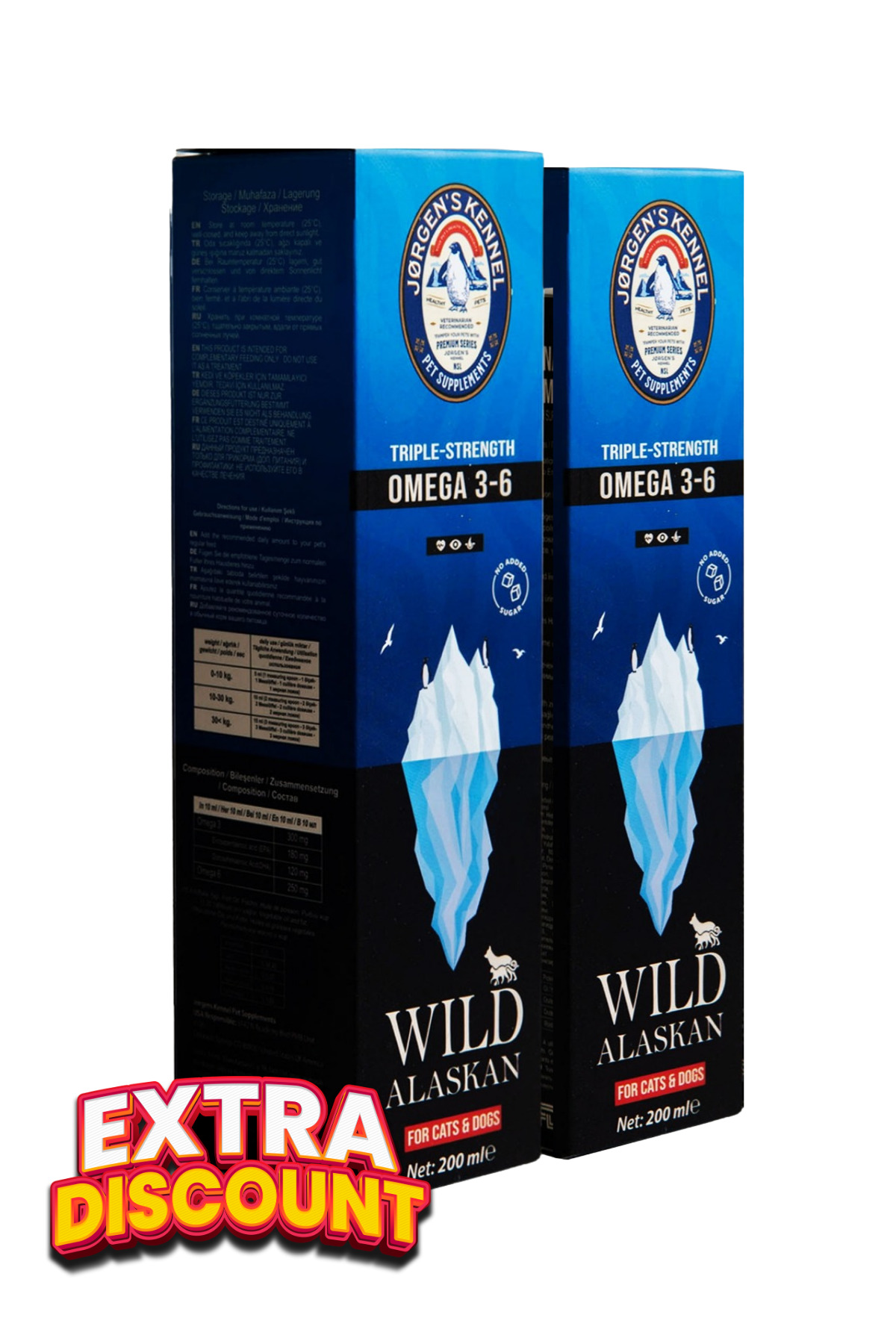 مجموعه دوتایی روغن ماهی طبیعی امگا ۳ و ۶ گربه و سگ Wild Alaskan Triple Strength جورگنس کنل Jorgens Kennel