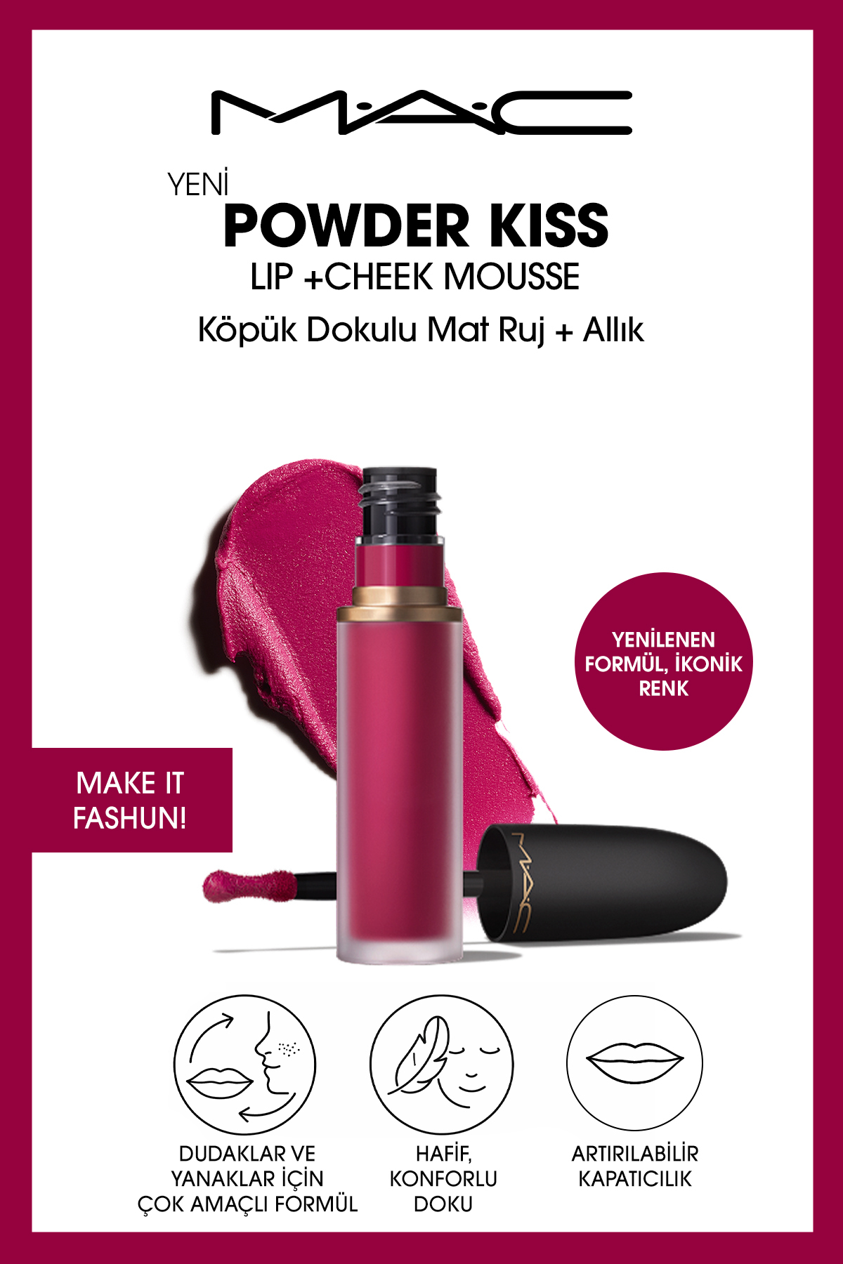 رژ لب مایع  مات Powder Kiss مدل !MAKE IT FASHUN  آن را مد کنید! حجم 5 میل مک MAC