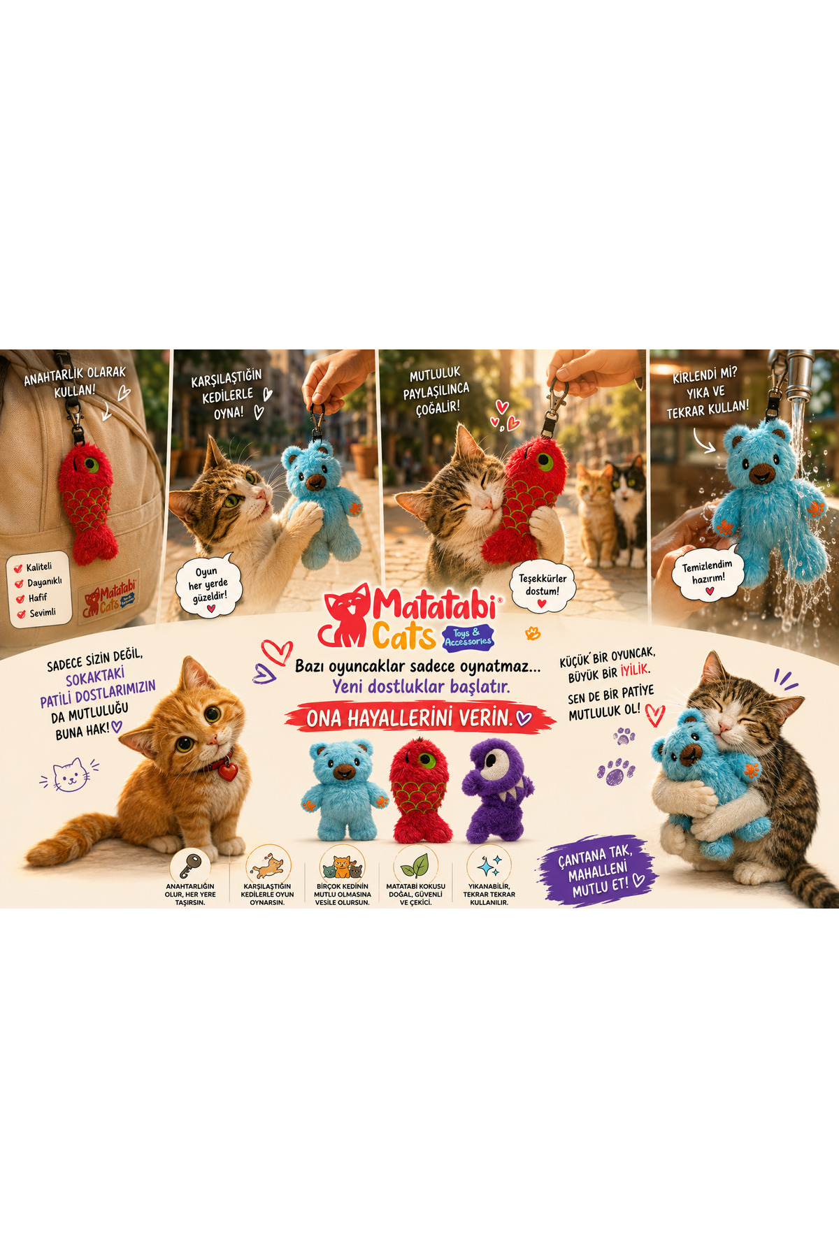 اسباب‌بازی پولیشی گربه ماتاتابی کتس MATATABİ CATS، سری MATAMIX | BADY، مدل PLŞ 201، چندرنگ