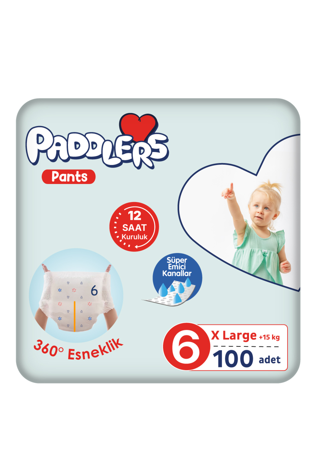 پوشک بچه شلواری سایز 6 X LARGE 100 عددی 15+کیلوگرم بسته اضافه ماهانه اورجینال Paddlers