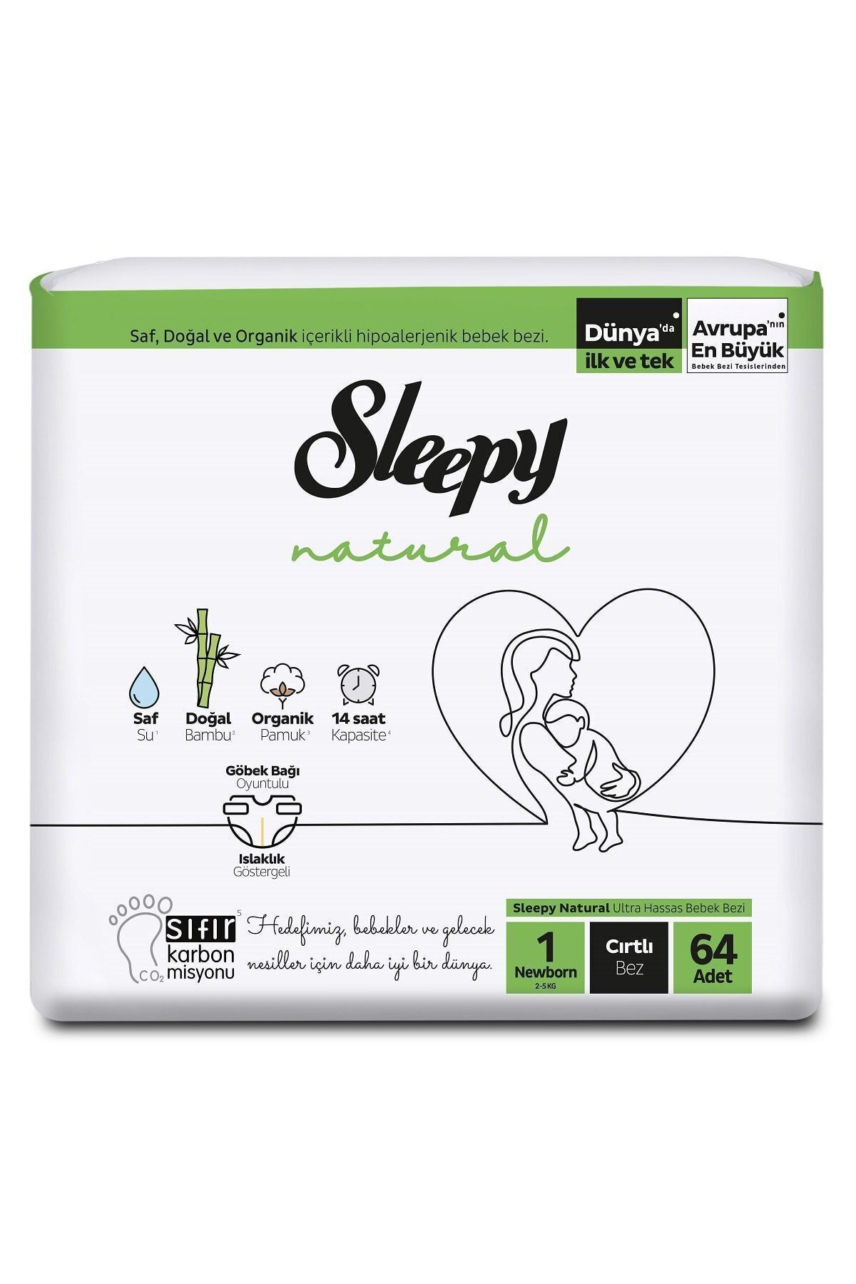 پوشک بچه جامبو 2 لیتری طبیعی نوزاد 64 عددی 5 کیلویی اورجینال Sleepy