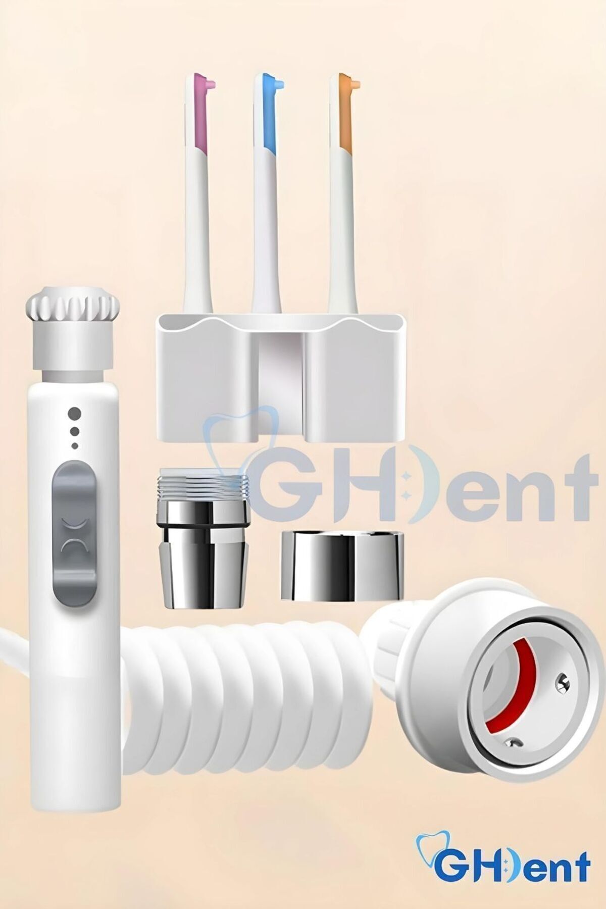 مسواک شارژی دوش خوراکی GH15 با آویز استاندارد 3 سر مرحله سوراخ جلوه ماساژ شارژ باتری بدون مخزن اورجینال GHDENT