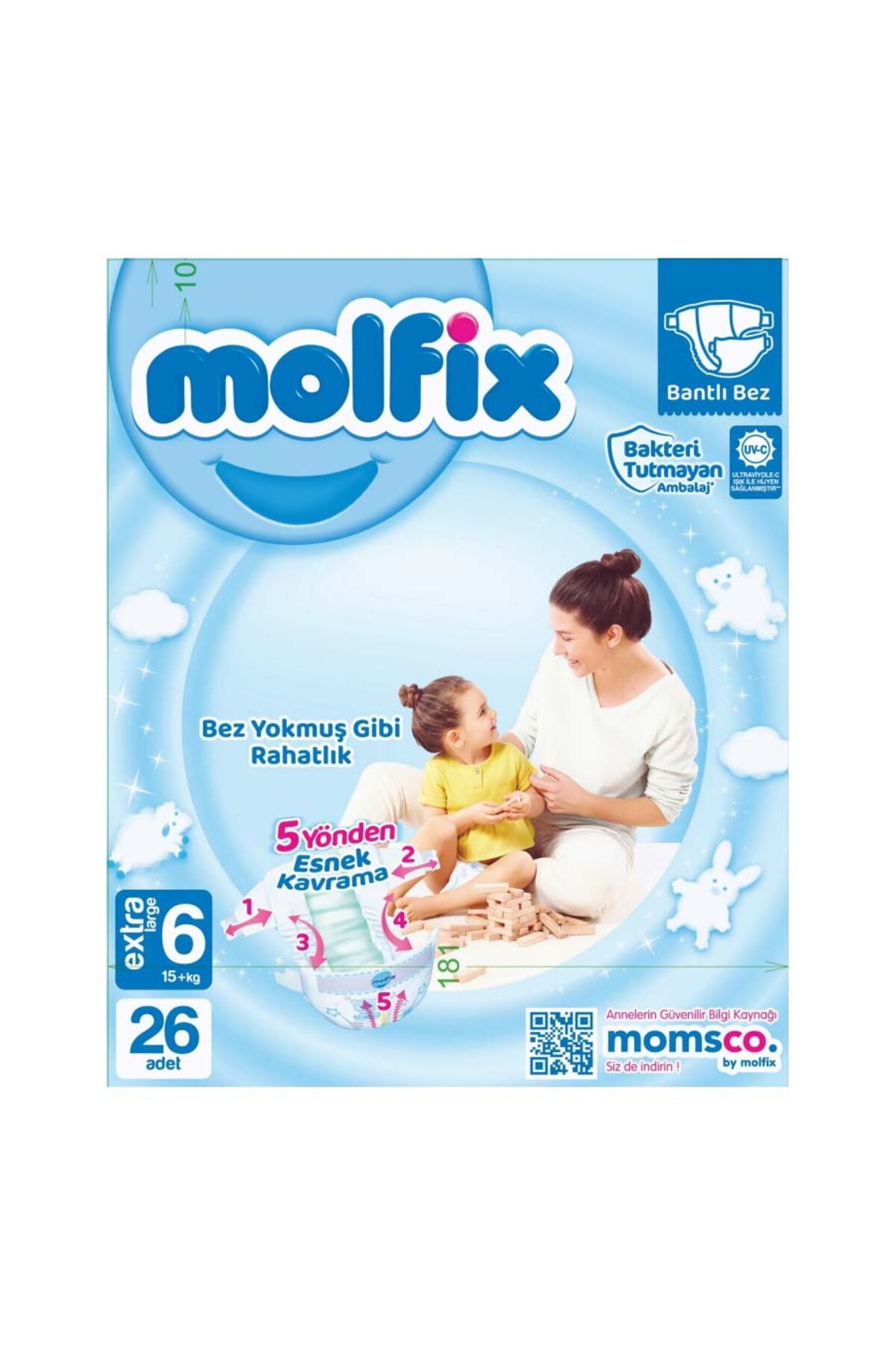 پوشک بچه سایز 6 EXTRA LARGE 26 PACK 15+ KG اورجینال Molfix