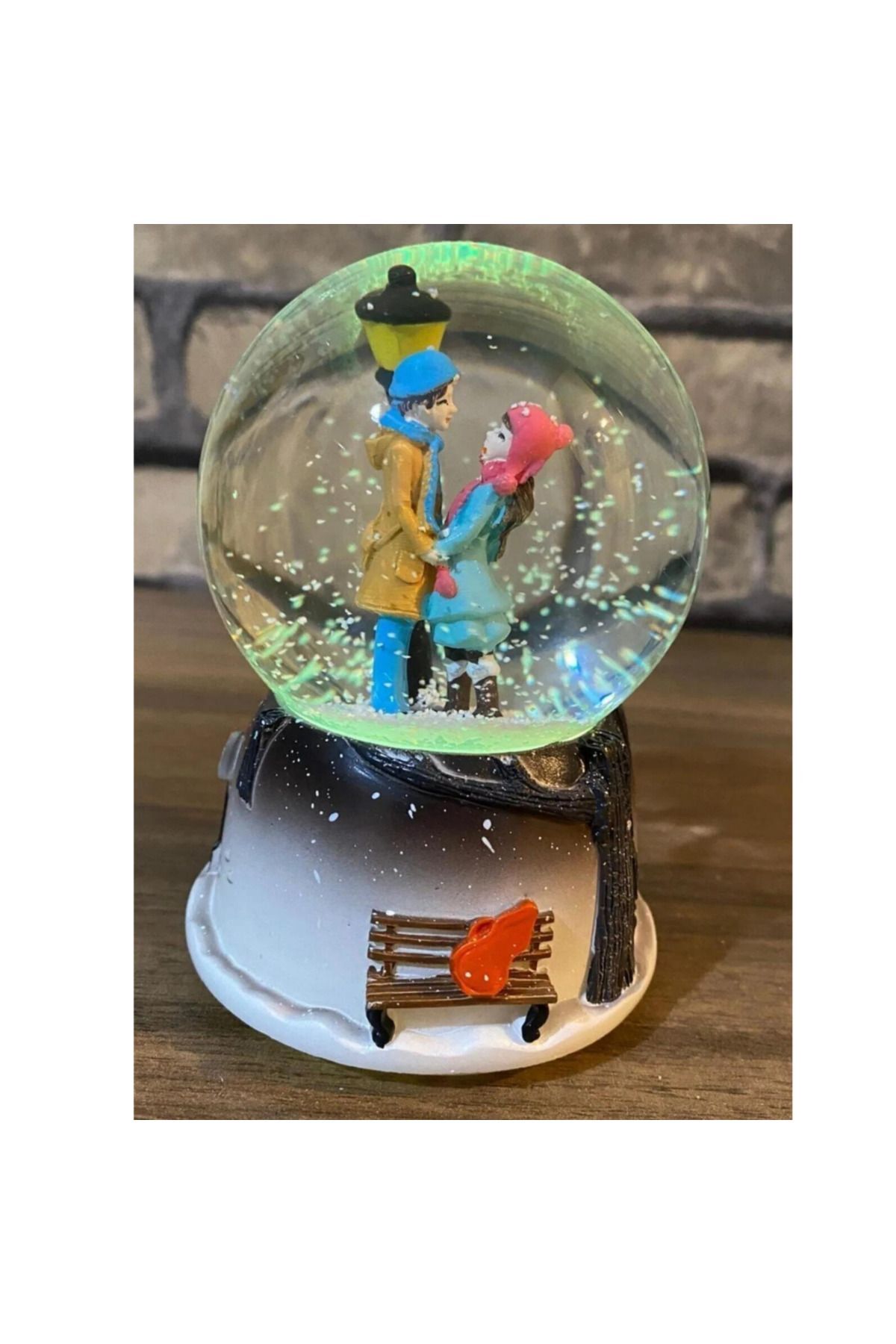 گوی برفی هدیه برای LOVER STREET LAMP SNOW GLOBE و گردنبند خورشیدی زیرکون دوار از ترکیه rk tasarım