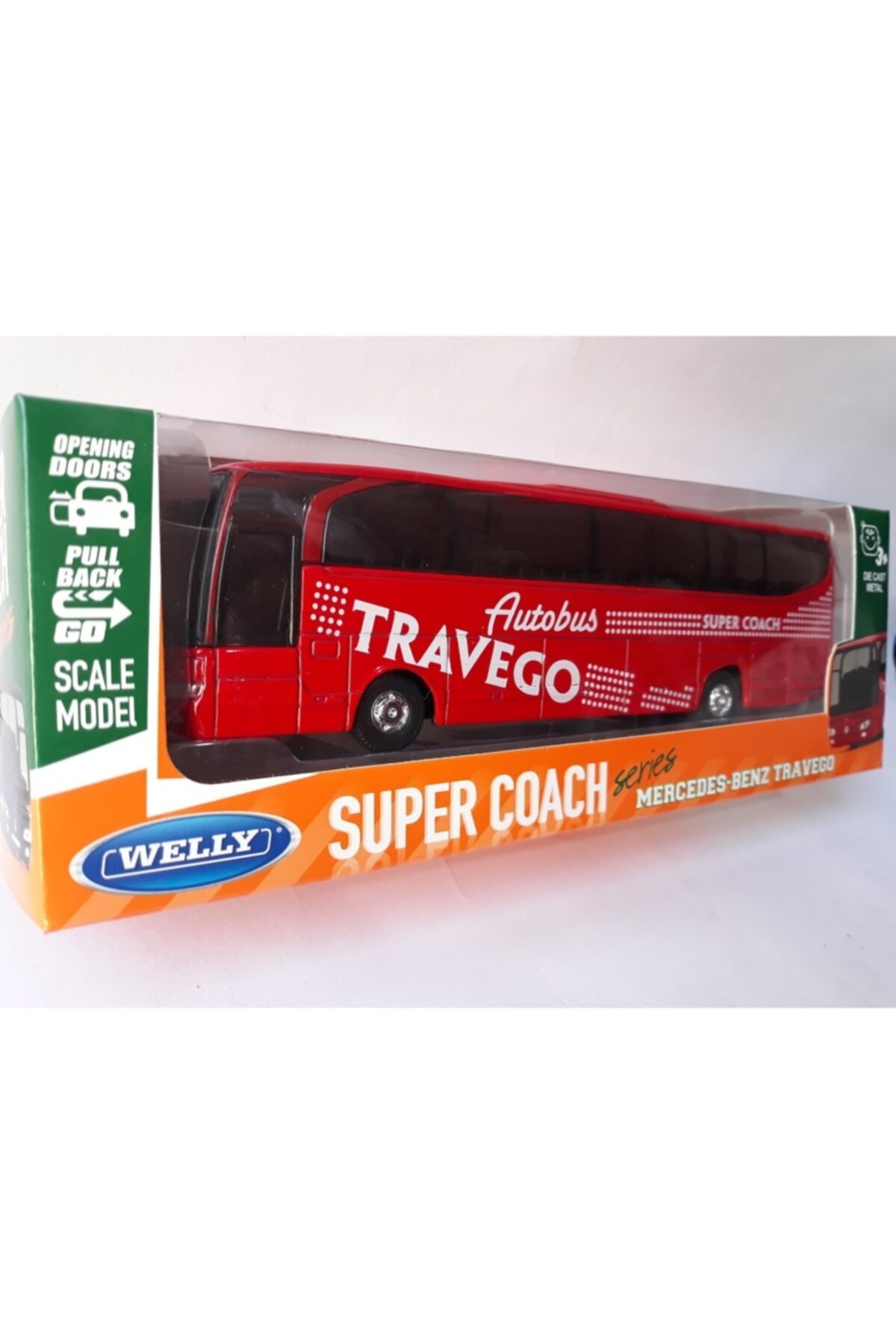 مدل خودرو درب اصلی فلزی دیکست اتوبوس مرسدس بنز TRAVEGO باز می شود اورجینال WELLY