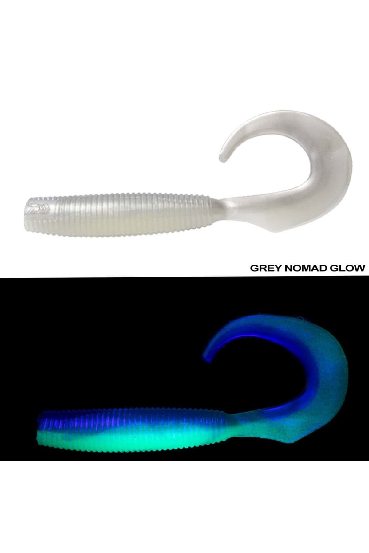 طعمه مصنوعی ماهیگیری سیلیکونی دایوا Daiwa Bait Junkie Grub، ۱۰ سانتی‌متری، بسته ۵ عددی، خاکستری نومد شب‌تاب (GREY NOMAD GLOW)