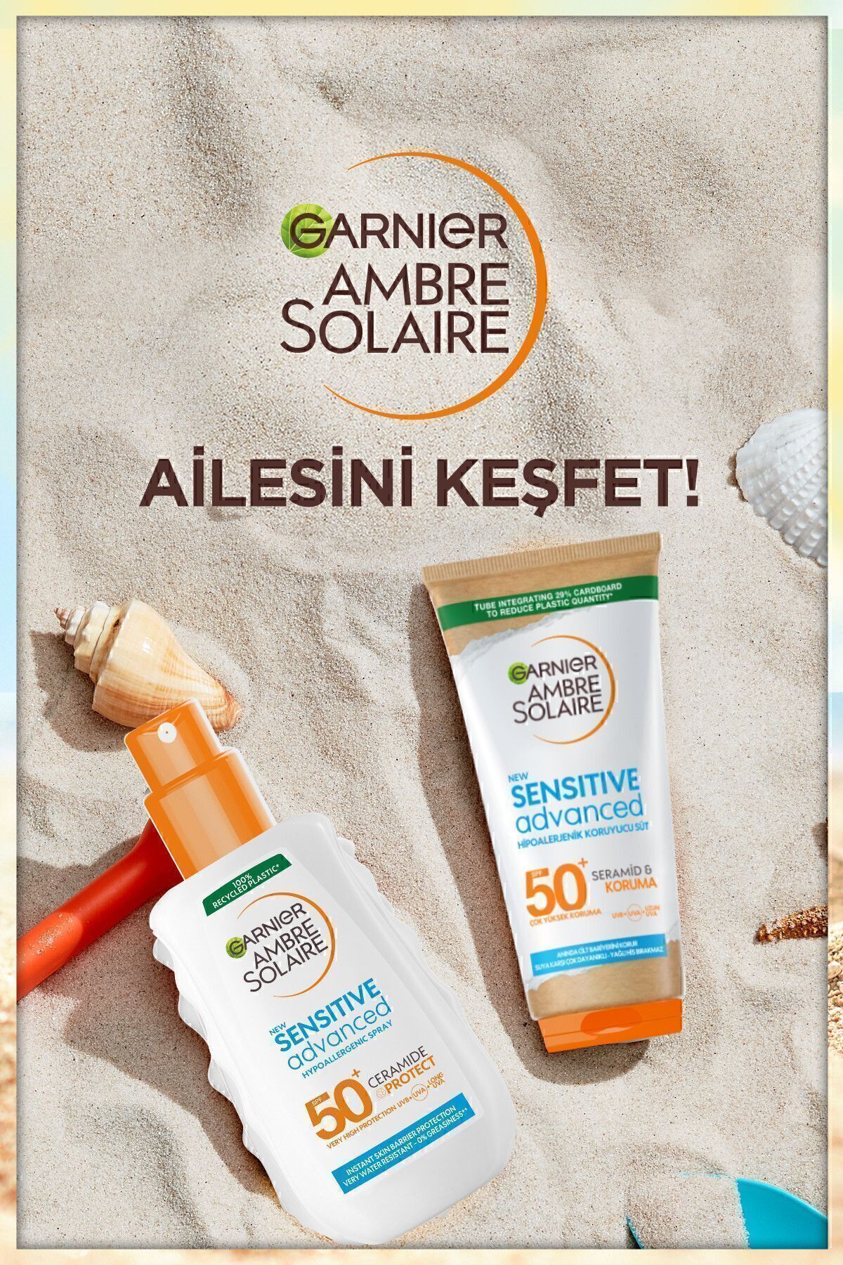 Garnier ضدآفتاب حساسیت‌زا Ambre Solaire مدل Advanced SPF50 150 میلی‌لیتر