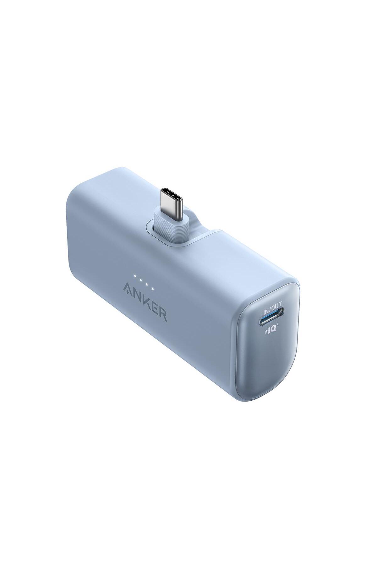 پاوربانک نانو 5000 MH 22.5W USB C BLUE A1653 اورجینال Anker