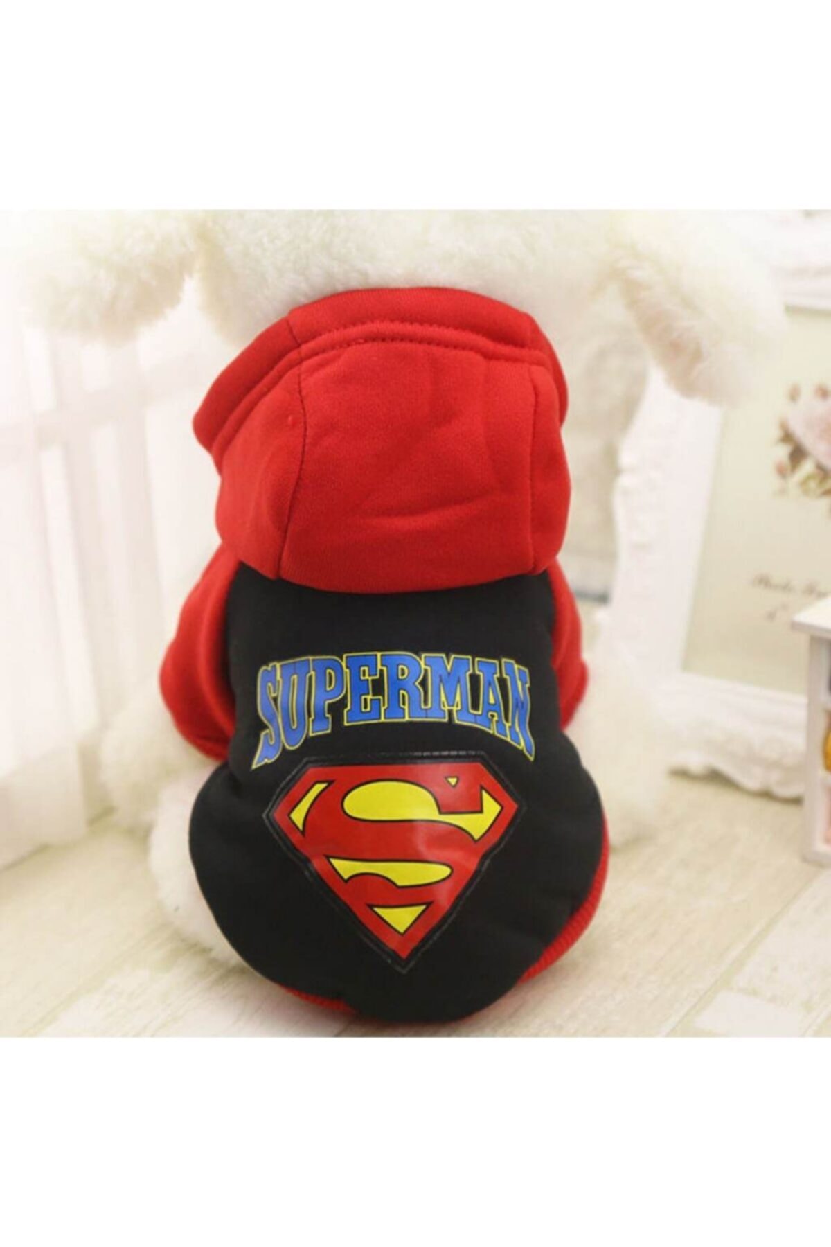 لباس پولار‌دار گربه و سگ پت استایل Pet Style با طرح سوپرمن، مشکی