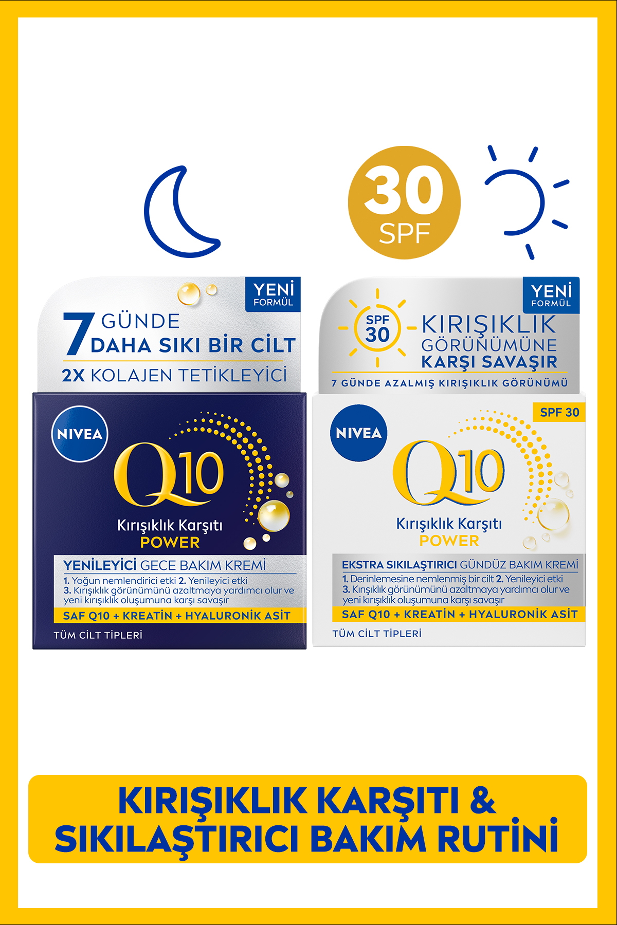 NIVEA کرم مراقبت روزانه ضد چروک Q10 Power، SPF15، 50 میلی لیتر و کرم مراقبت شبانه Q10 Power 50 میلی لیتر