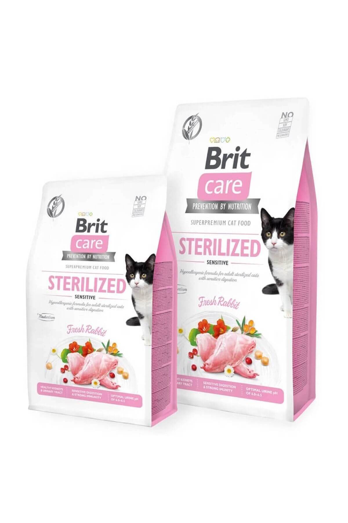 غذای خشک گربه بالغ عقیم‌شده بریت کر Brit Care، بدون غلات و با خرگوش، ۷ کیلوگرم