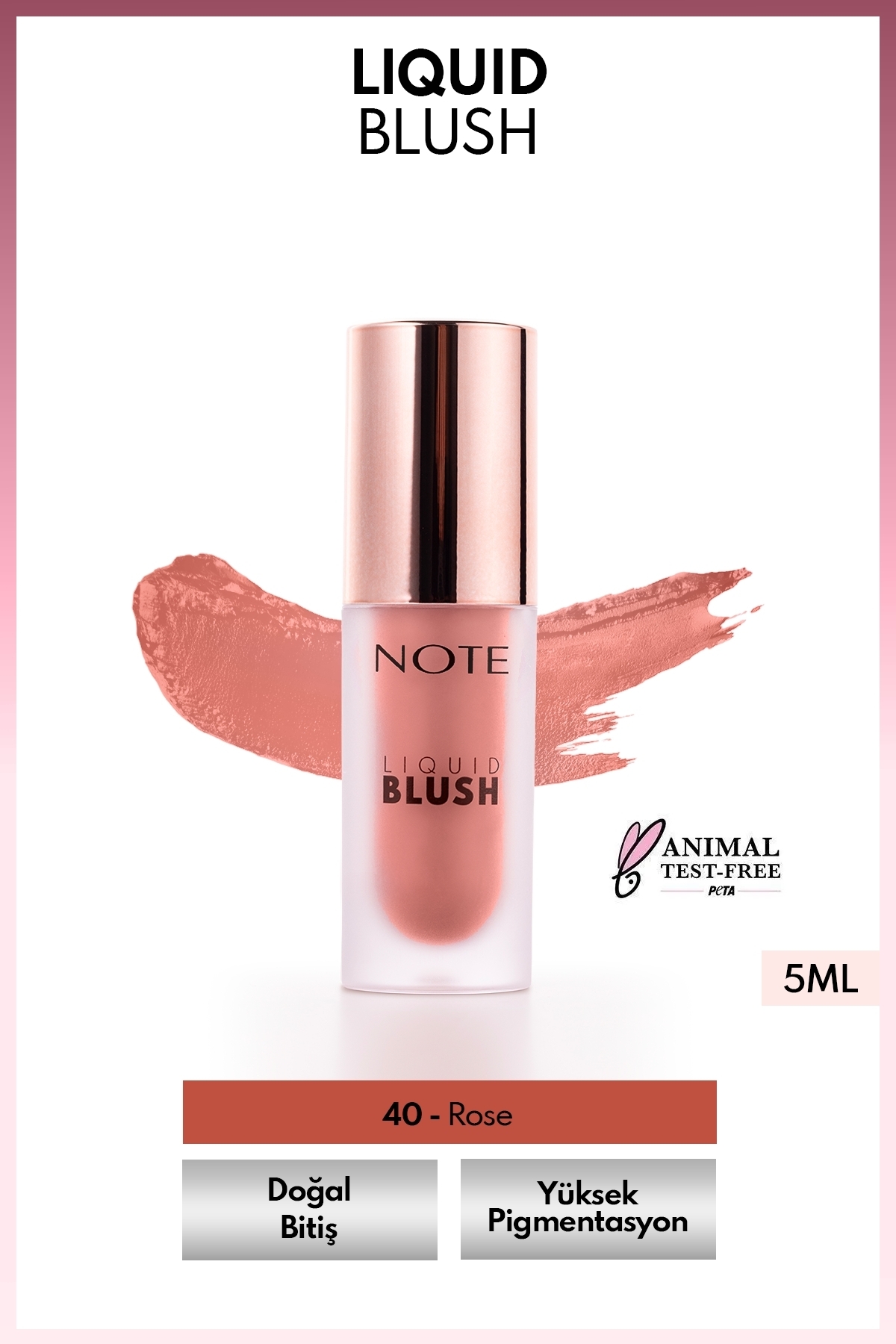 رژگونه مایع مرطوب کننده 40 رز Note Cosmetics