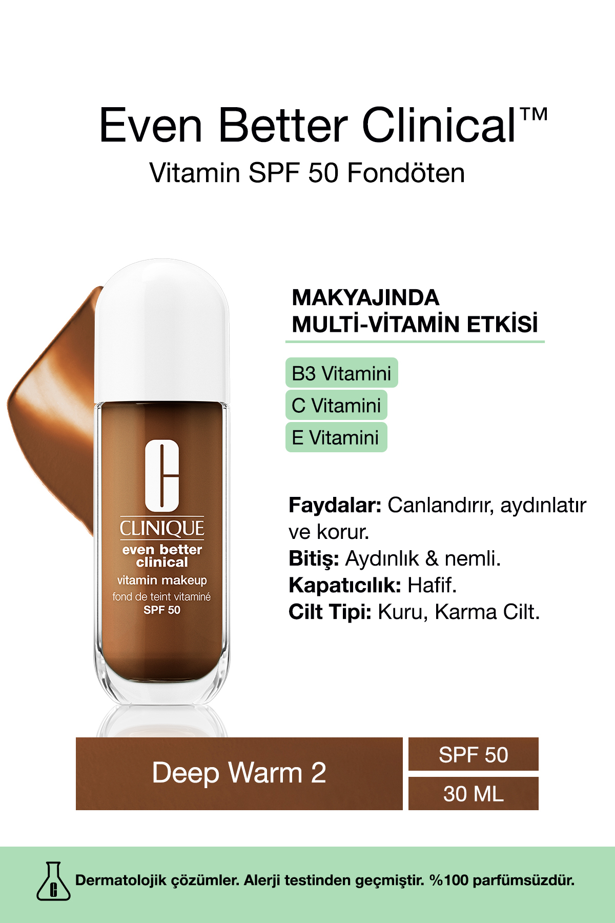 کرم پودر حتی بهتر ویتامین آرایش SPF 50 بنیاد رنگ: گرم عمیق 2 30ML | سی Clinique