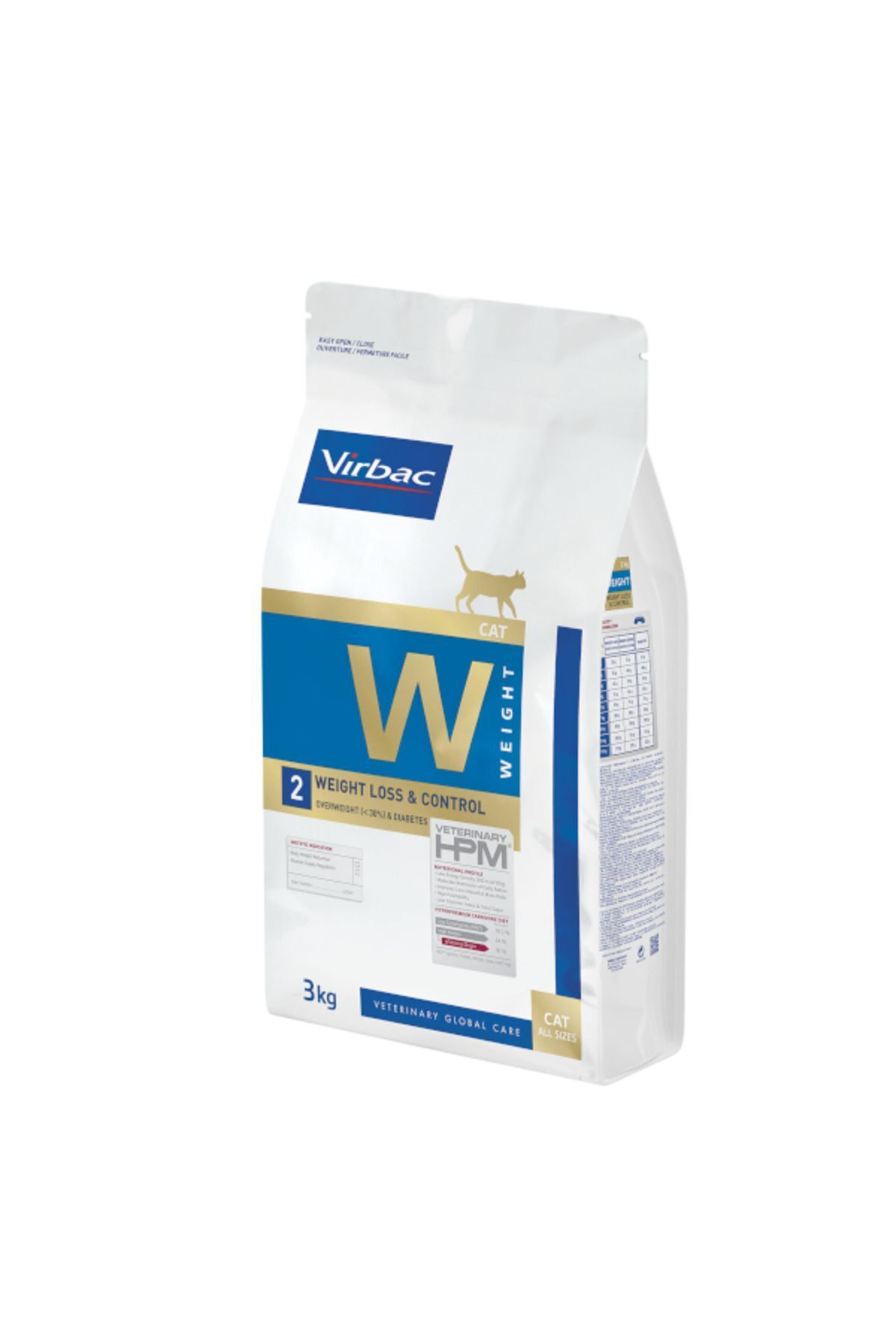 غذای خشک گربه ویربک Virbac Weight Loss & Control W2 با طعم مرغ، ۳ کیلوگرم