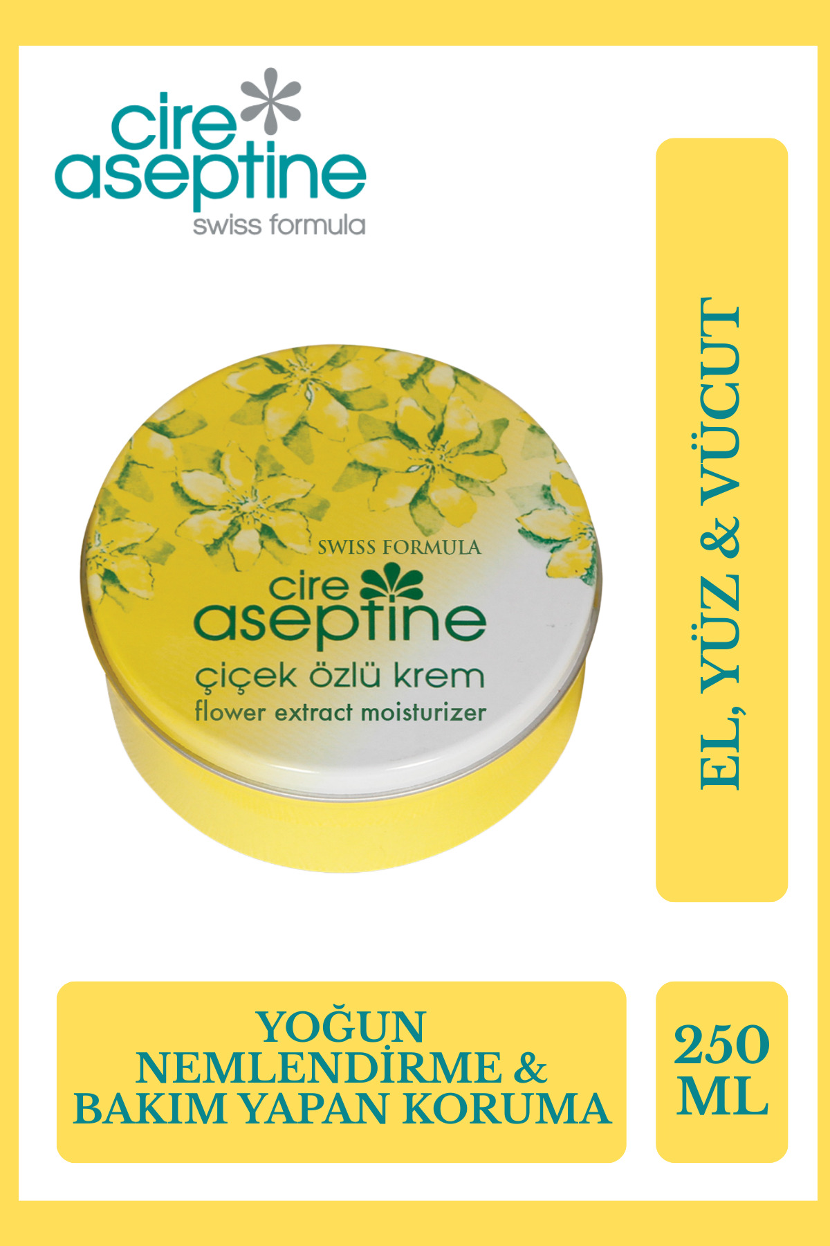 کرم بدن با عصاره گل در قوطی فلزی 250 میلی لیتر مناسب برای مراقبت از پوست CIRE ASEPTINE