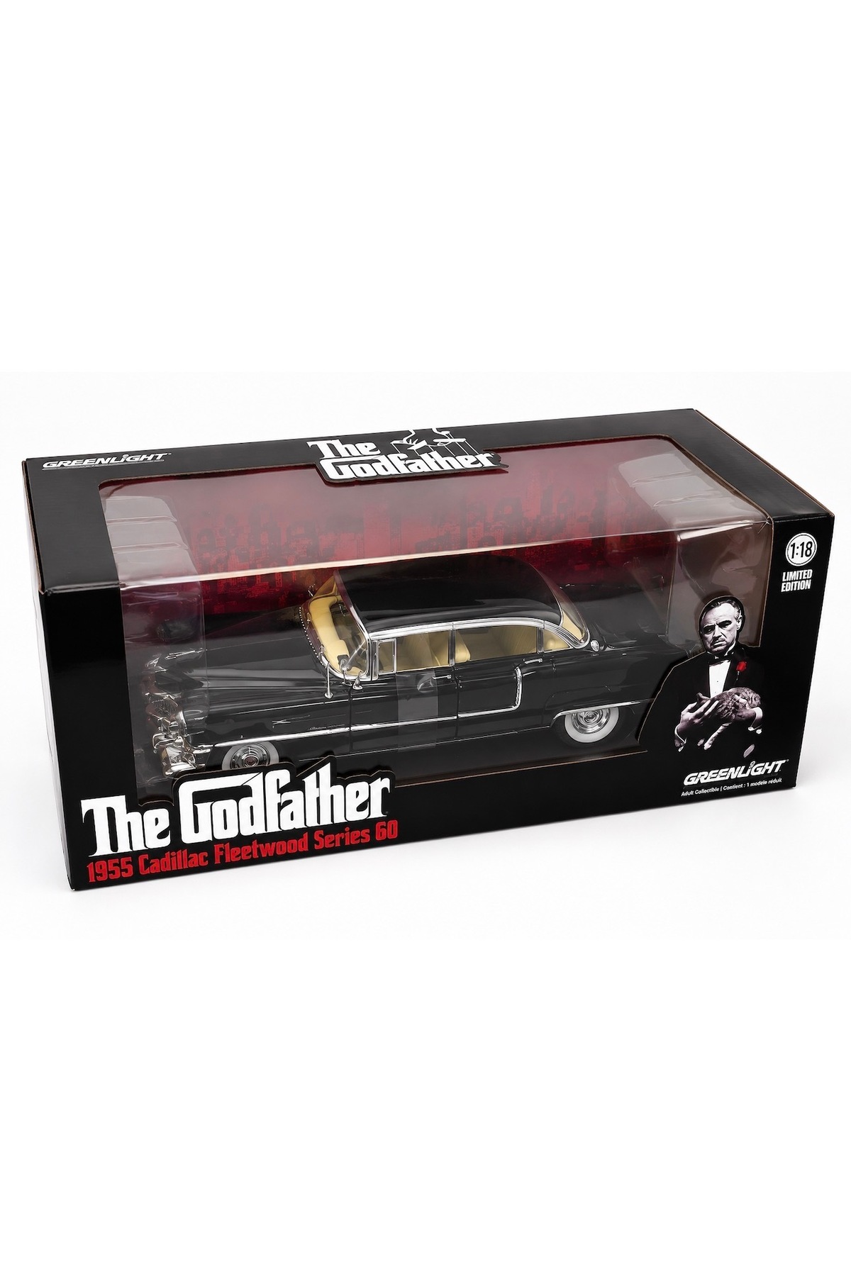 مدل خودرو 1:18 THE GODFATHER – 1955 CADILLAC FLEETWOOD 60 LIMITED EDITION SYNOVERSE INNOVATION هدیه کتاب اورجینال Greenlight Collectibles
