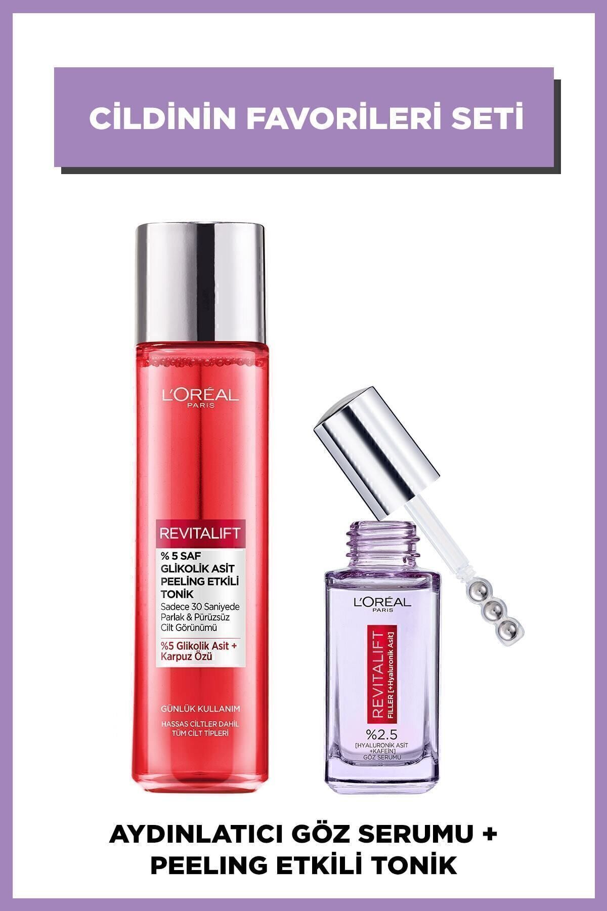 L'Oreal Paris پیلینگ اسید گلیکولیک خالص 5 درصد روشن‌کننده و سرم چشم الافت گرانولی