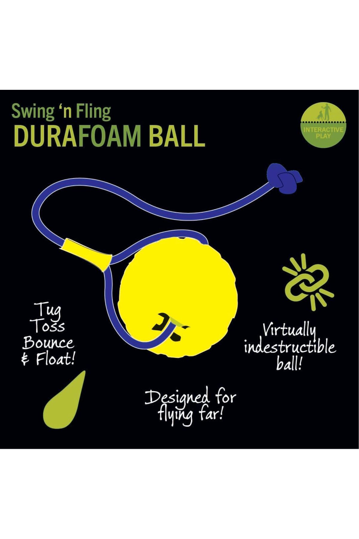 توپ بازی سگ استارمارک Starmark Swing & Fling Durafoam Fetch Ball، متوسط، زرد