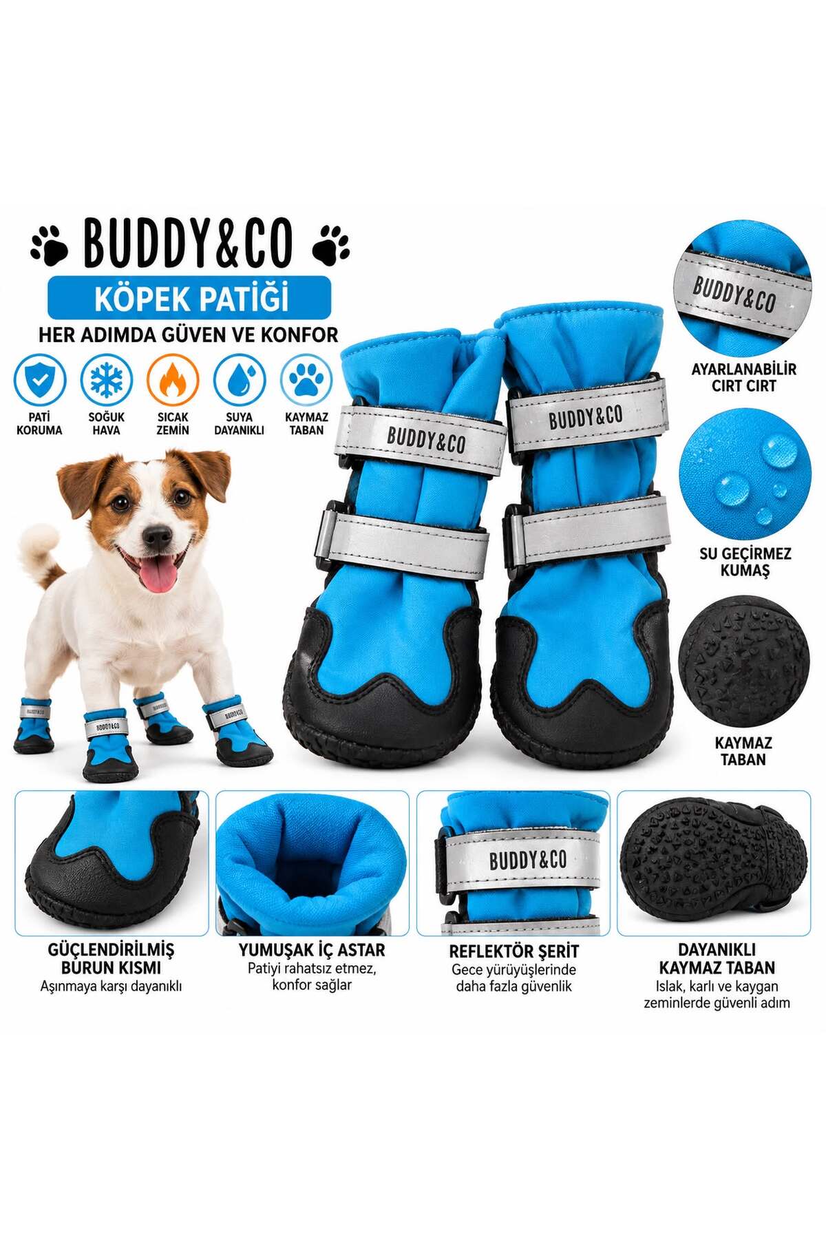 کفش سگ چهارلنگه بادی‌اندکو BUDDY&CO، ضدآب با زیره ضدلغزش