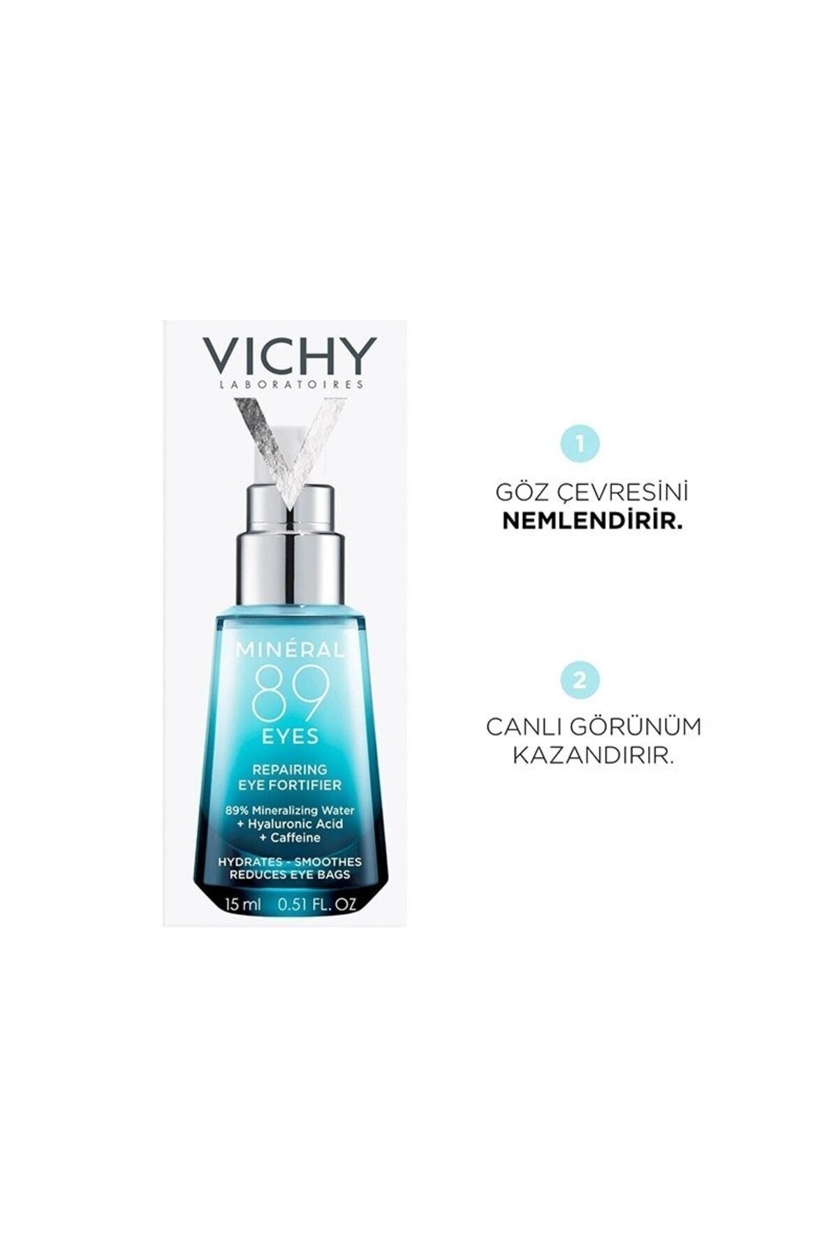 Vichy محافظت کرم مرطوب سازی چشم معدنی 89 تیره با کافئین خالص 15 میلی لیتر