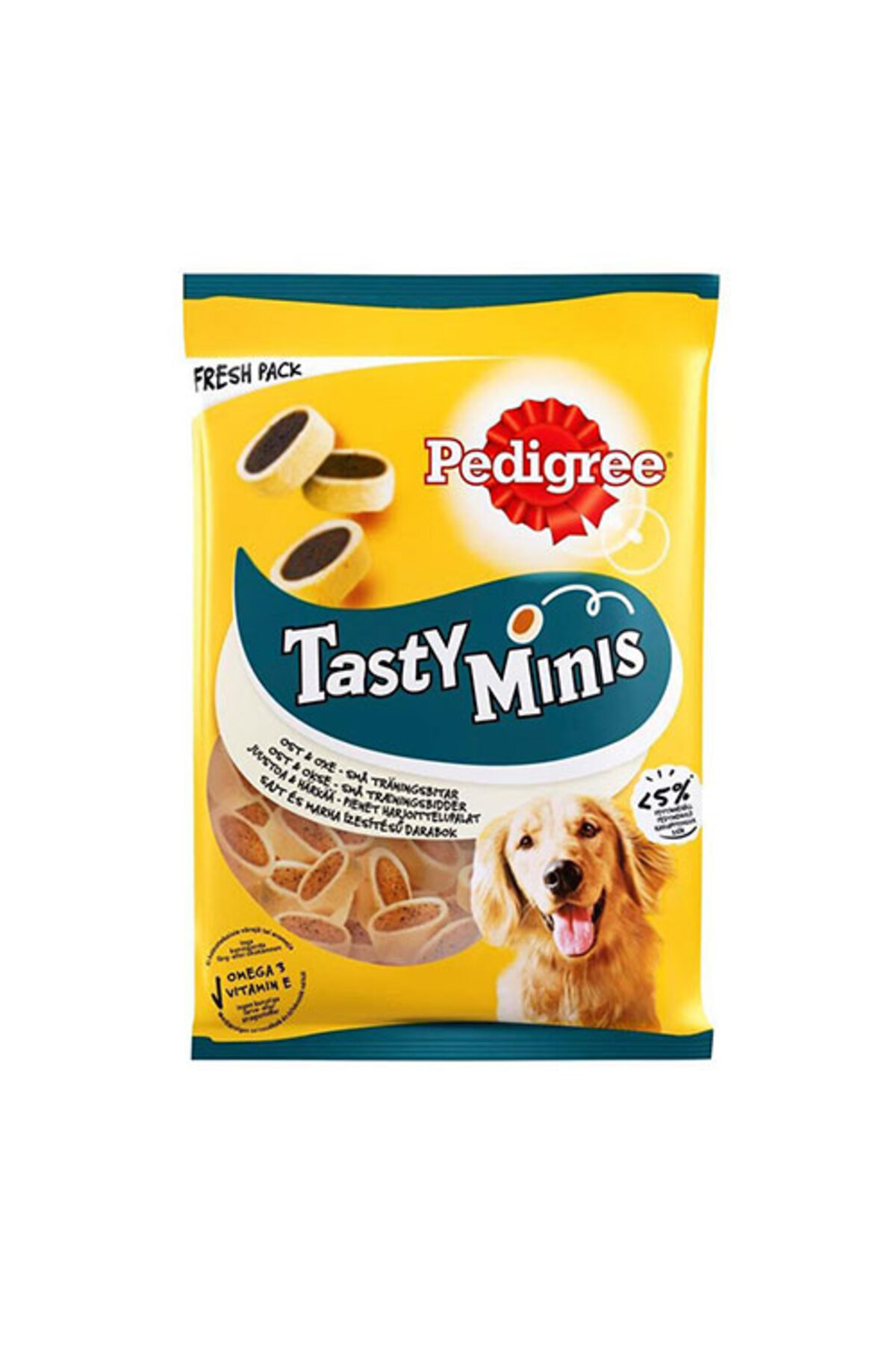 تشویقی سگ پدیگری Pedigree Tasty Minis با طعم گوشت گاو و پنیر، ۱۴۰ گرم