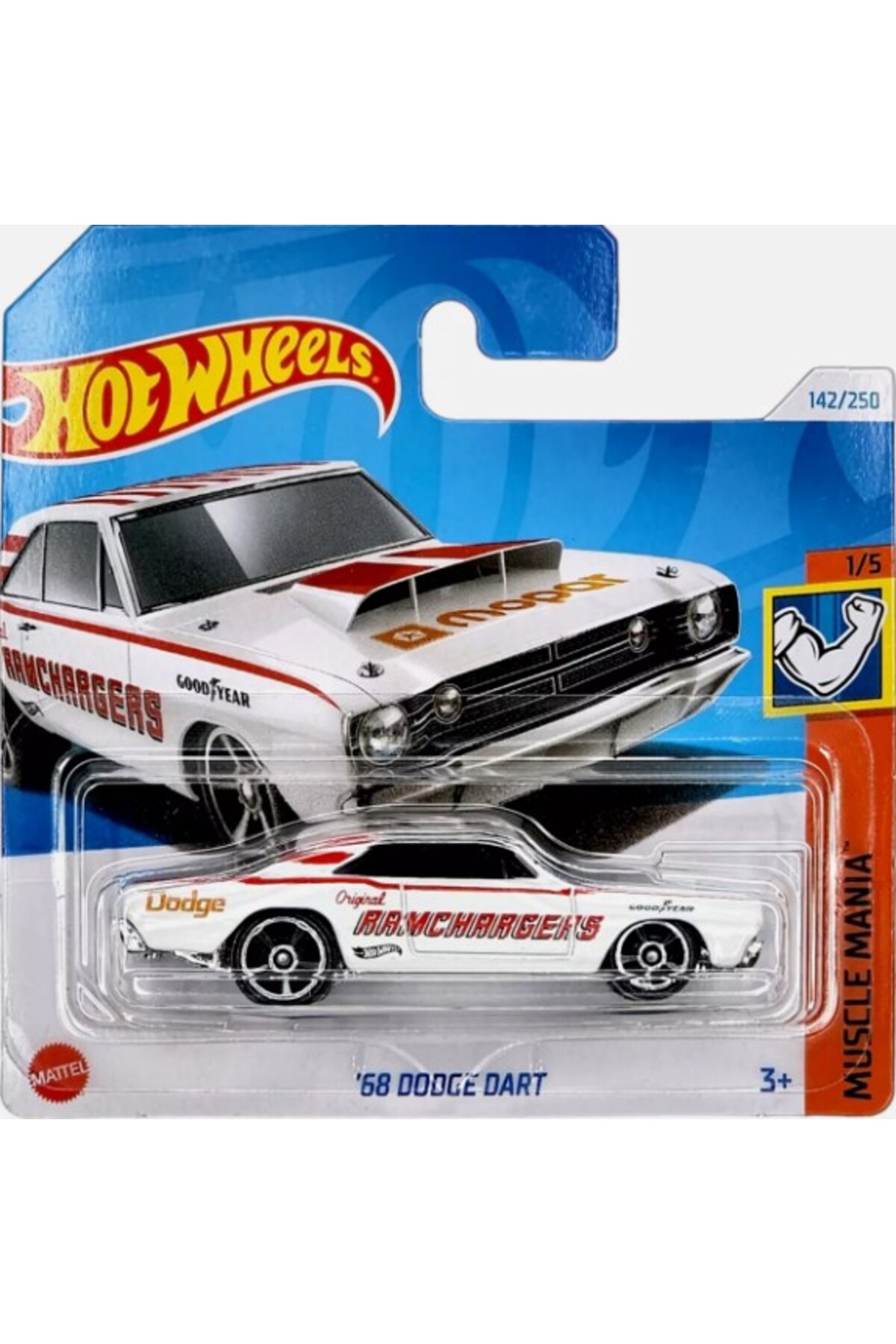 ماشین اسباب بازی '68 DODGE DART WHITE RAMCHARGERS MUSCLE MANIA SHORT CARD HTC57 2024 از ترکیه HOT WHEELS