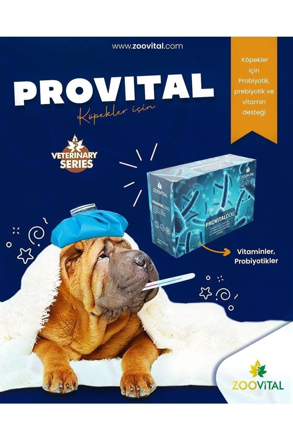 مکمل پری‌بیوتیک و ویتامین سگ زووویتال Zoovital Provital، بسته ۱۲ عددی
