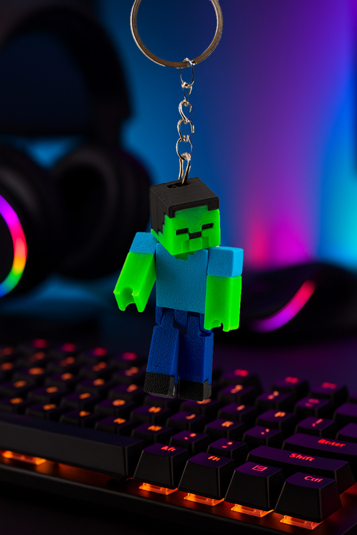 جاکلیدی PLA با شکل زامبی MINECRAFT – اسباب بازی پرینت سه بعدی و لوازم جانبی کلکسیونی Flexilab Creative