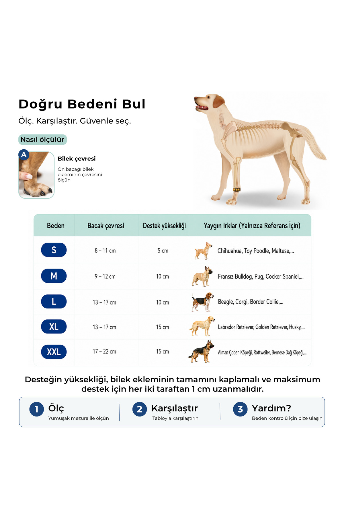 مچ‌بند حمایتی پای جلویی سگ فیکو پتس Fico Pets FLBL، آتل‌دار، سرمه‌ای