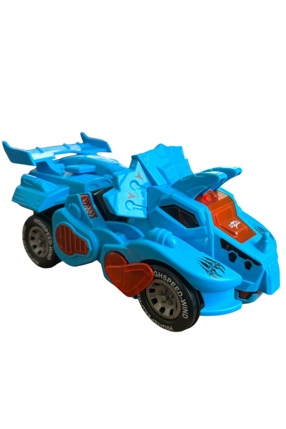 ماشین اسباب بازی TREX DINOSAUR FIGURE CAR SOUND LIGHT باطری موزیک ترانسفورماتور ربات دایناسور 20CM آبی TRUST STORE