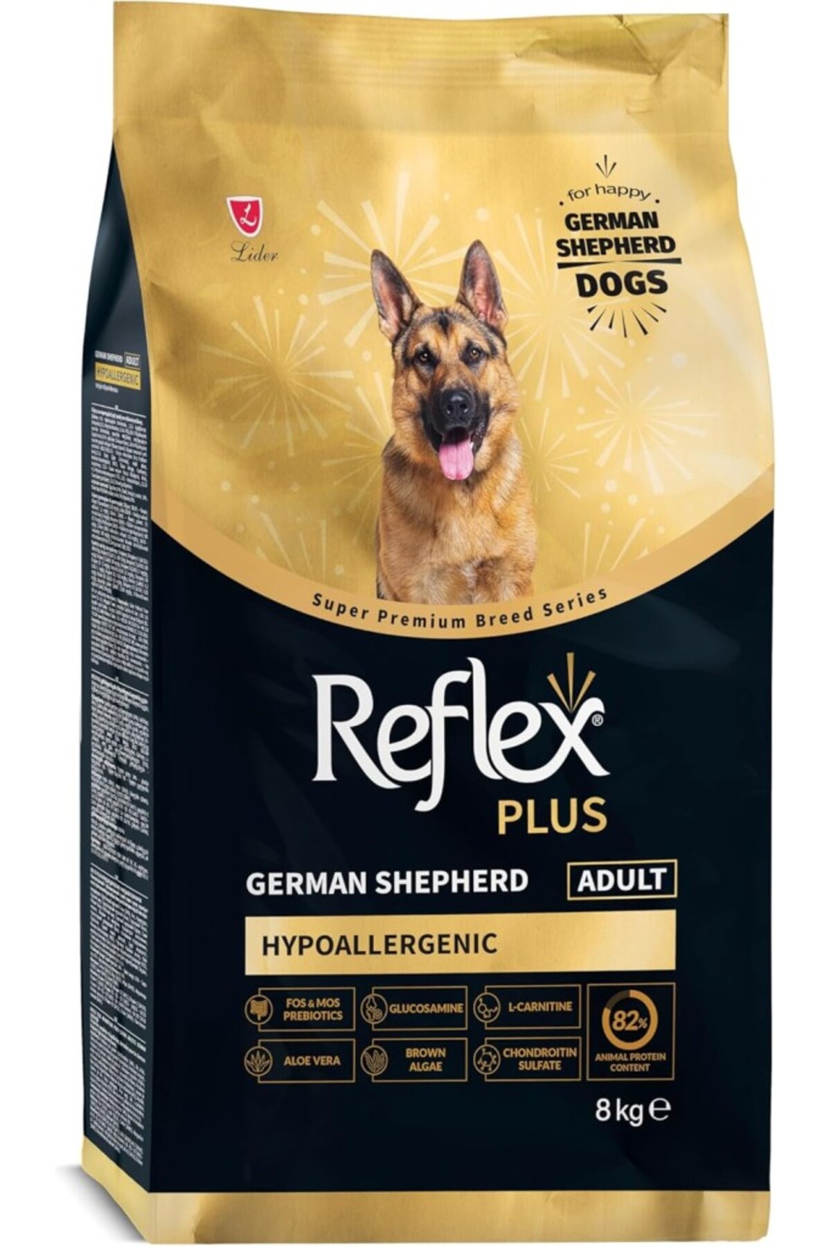 غذای خشک سگ بالغ ژرمن شپرد رفلکس Reflex Plus، هیپوآلرژنیک با طعم مرغ 8 kg