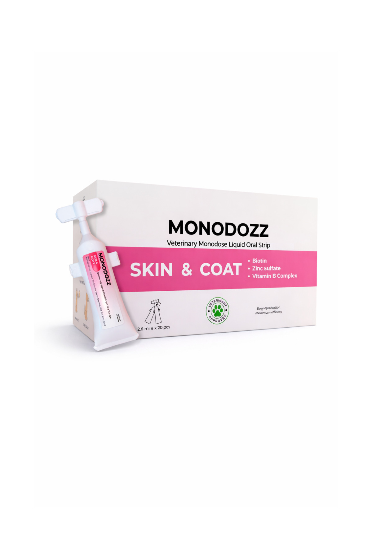 نوار خوراکی مایع مولتی‌ویتامین گربه و سگ SKIN&COAT مونودوز MONODOZZ مدل 010