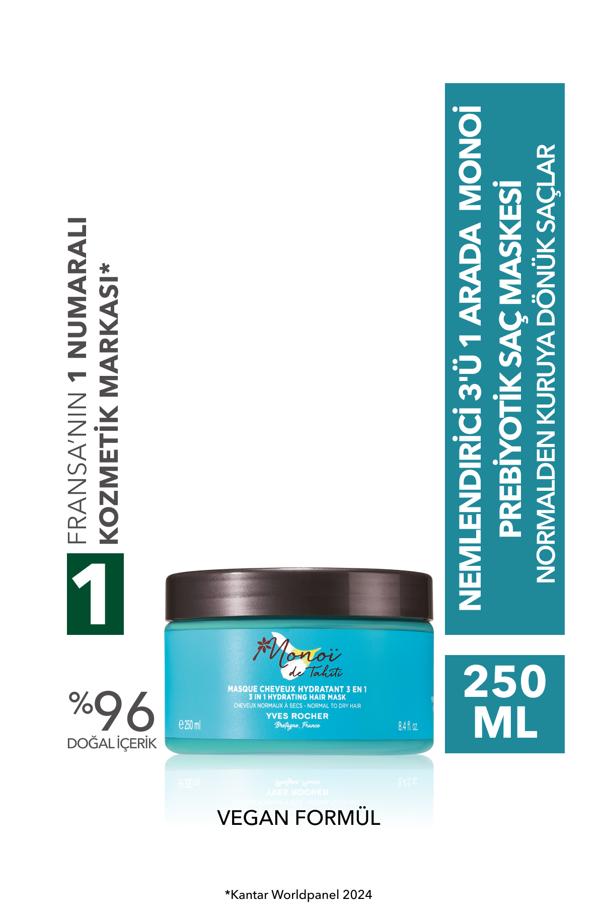 ماسک مو موی مرطوب کننده 3 در 1 پربیوتیک موهای معمولی تا خشک مونو Yves Rocher