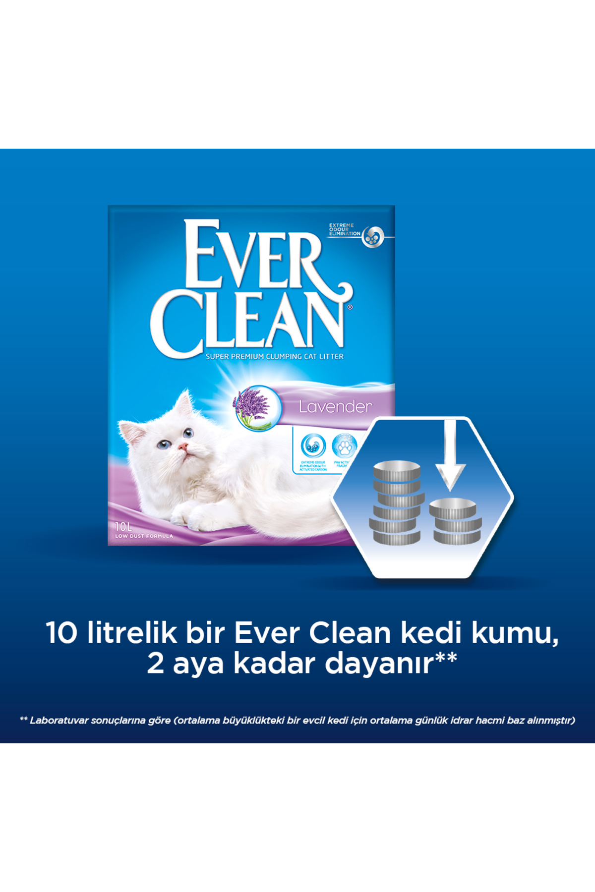 خاک گربه گلوله‌شونده ریزدانه با رایحه اسطوخودوس، سری Lavender، اورکلین Ever Clean، ۱۰ لیتر
