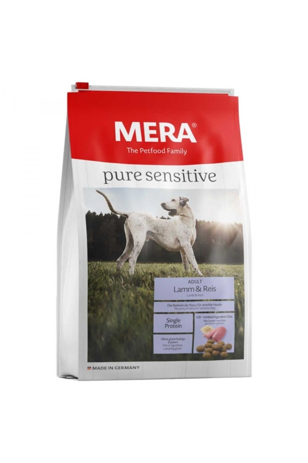 غذای خشک سگ بالغ مرا Mera The Petfood Family Pure Sensitive با طعم بره، ۱۲٫۵+۴ کیلوگرم