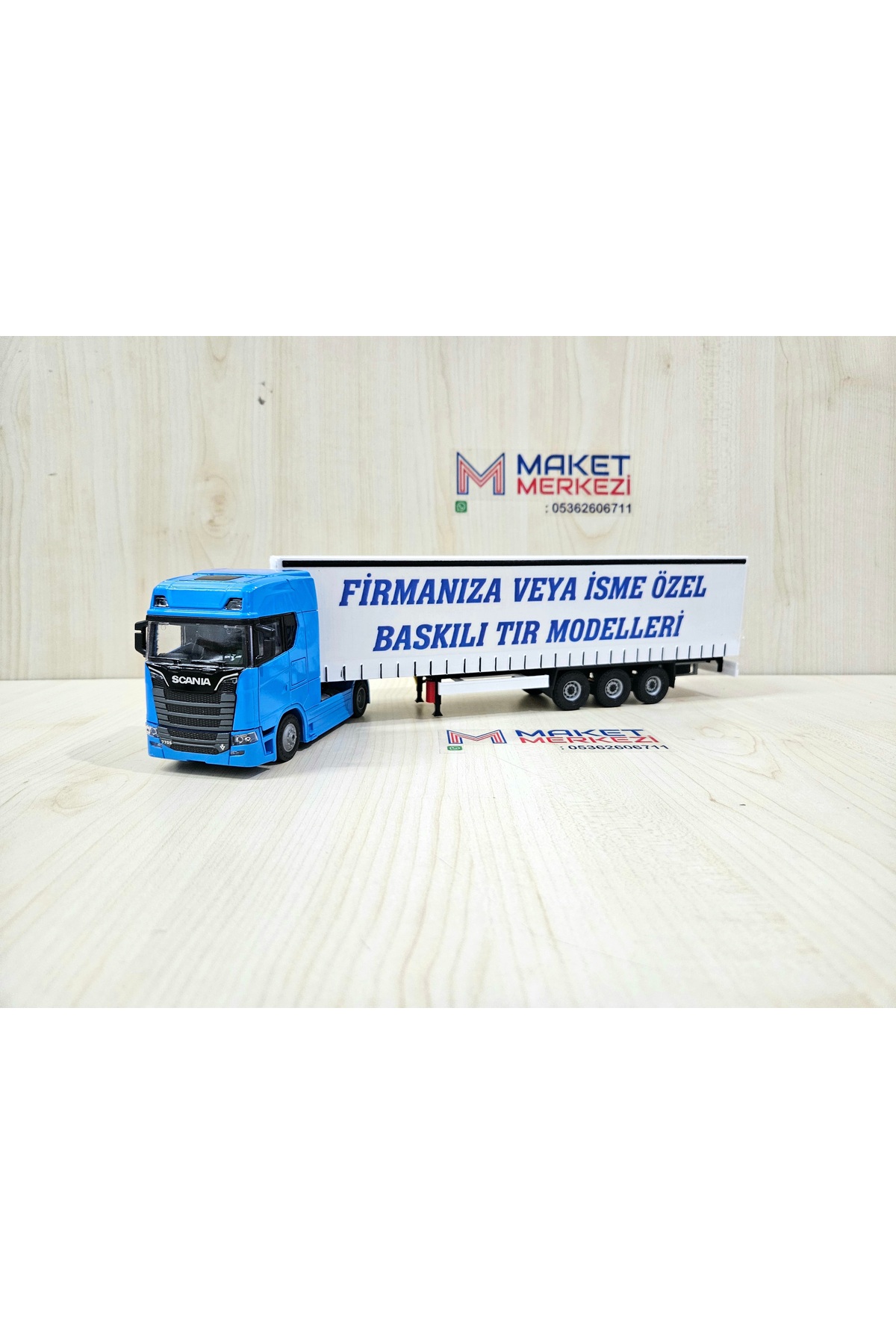 مدل خودرو کامیون SCANIA 770S آبی در مقیاس 1 50 طول 33 سانتی متر نام شرکت را می توان نوشت اورجینال Maket